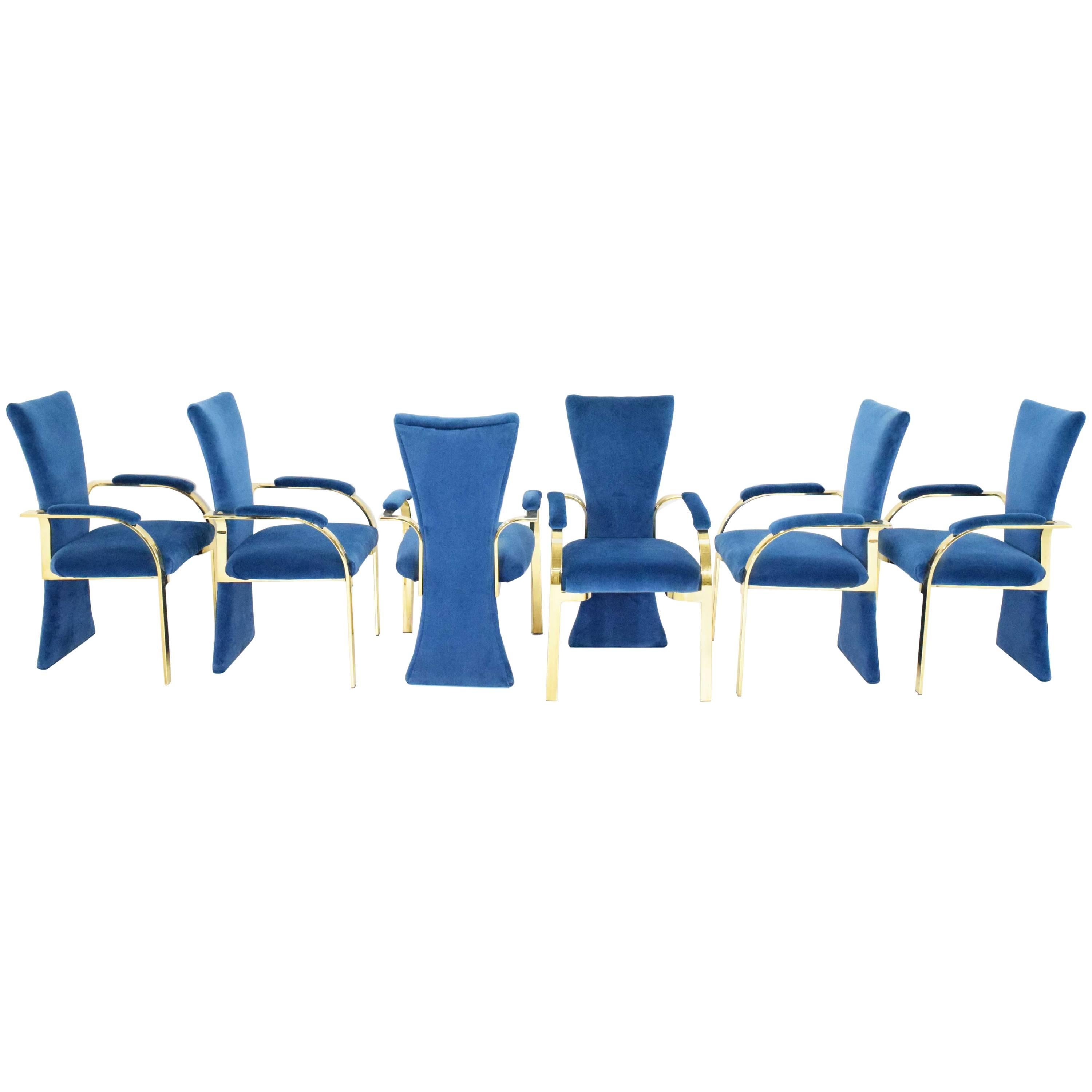 Six 1980s Hollywood Regency Style Dining Chairs
