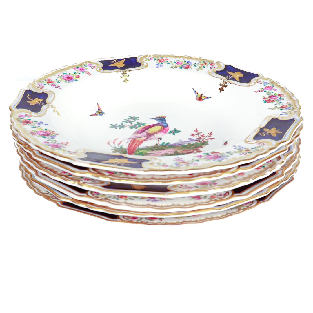 Six exemplaires du 19e siècle. Bols en porcelaine Copeland avec oiseaux de paradis peints à la main en vente 4