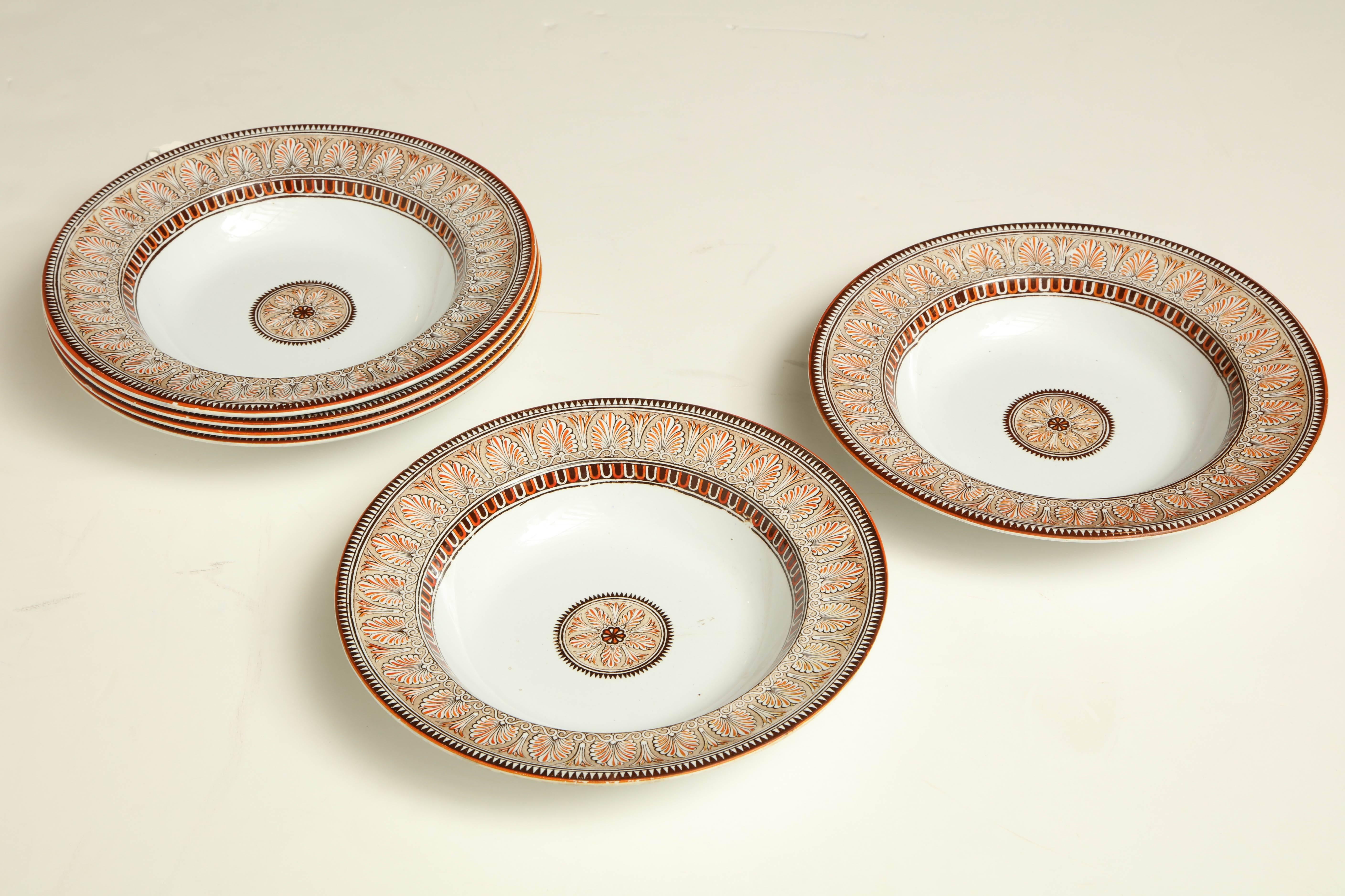 Six, 19th Century Copeland Neoclassical Soup Plates For Sale 1