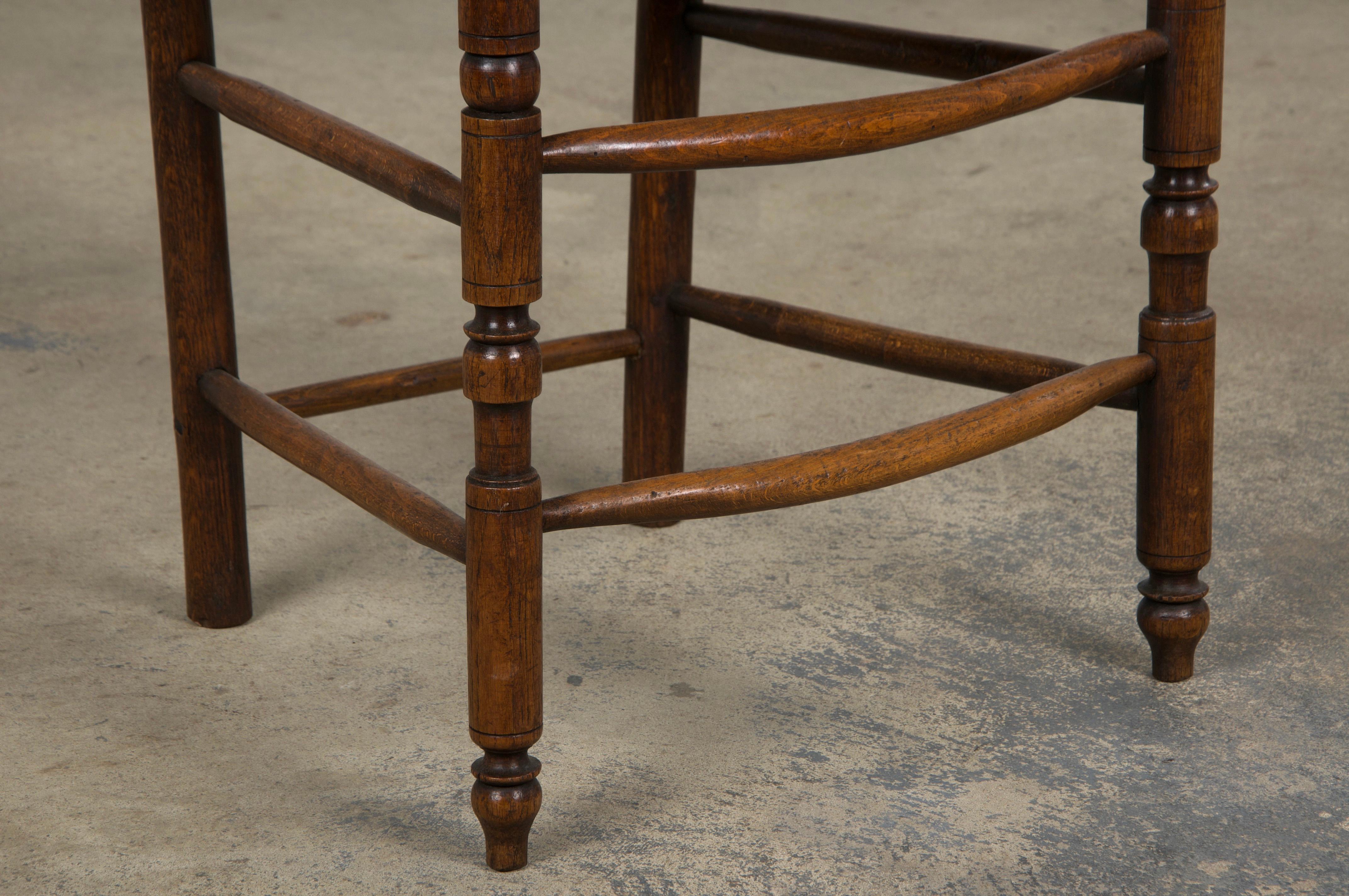 Six 19th Century French Provincial Ladder Back Oak Dining Chairs W/ Rush Seats For Sale 6