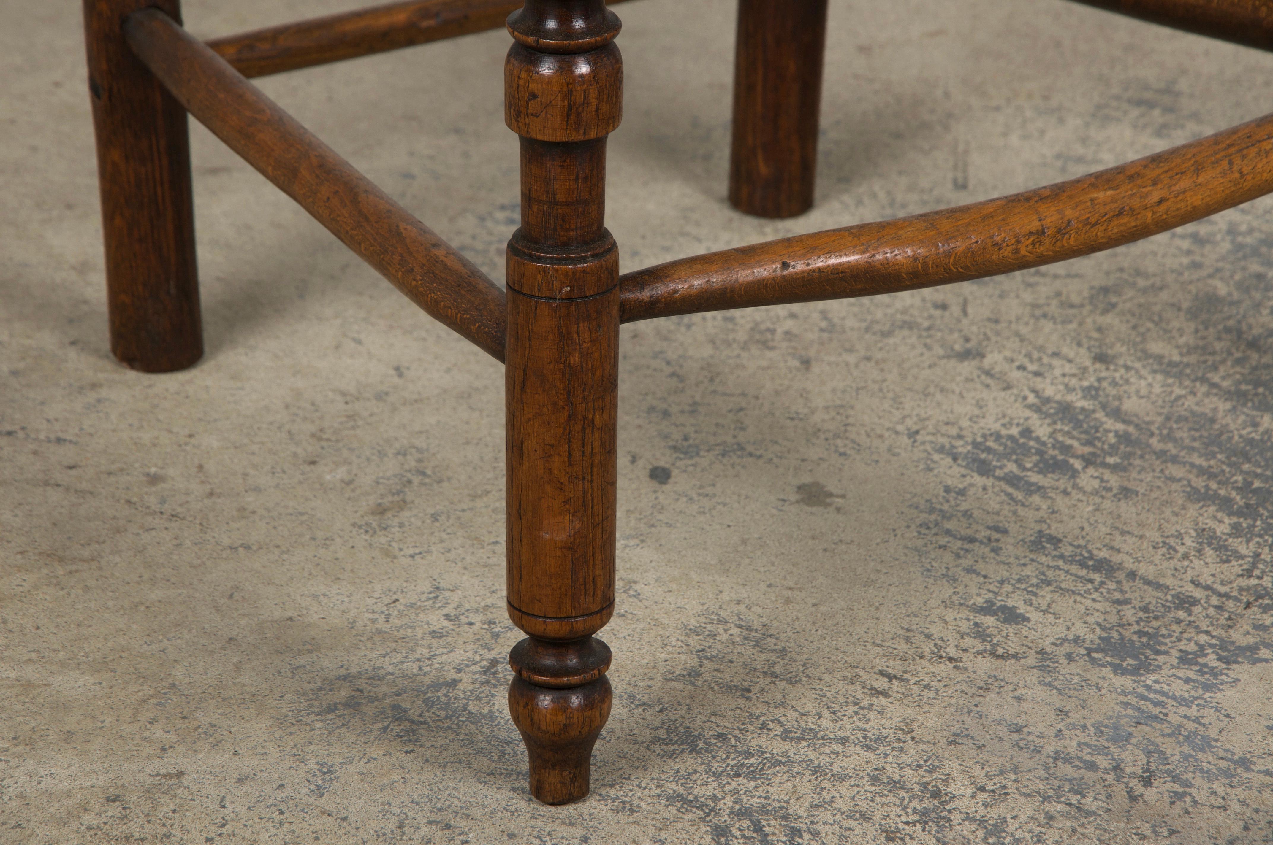 Six 19th Century French Provincial Ladder Back Oak Dining Chairs W/ Rush Seats For Sale 7