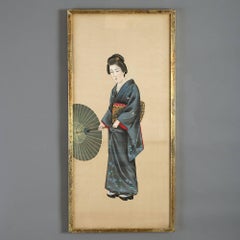 Six 19th Century Meiji Period Gouache Portraits on Silk