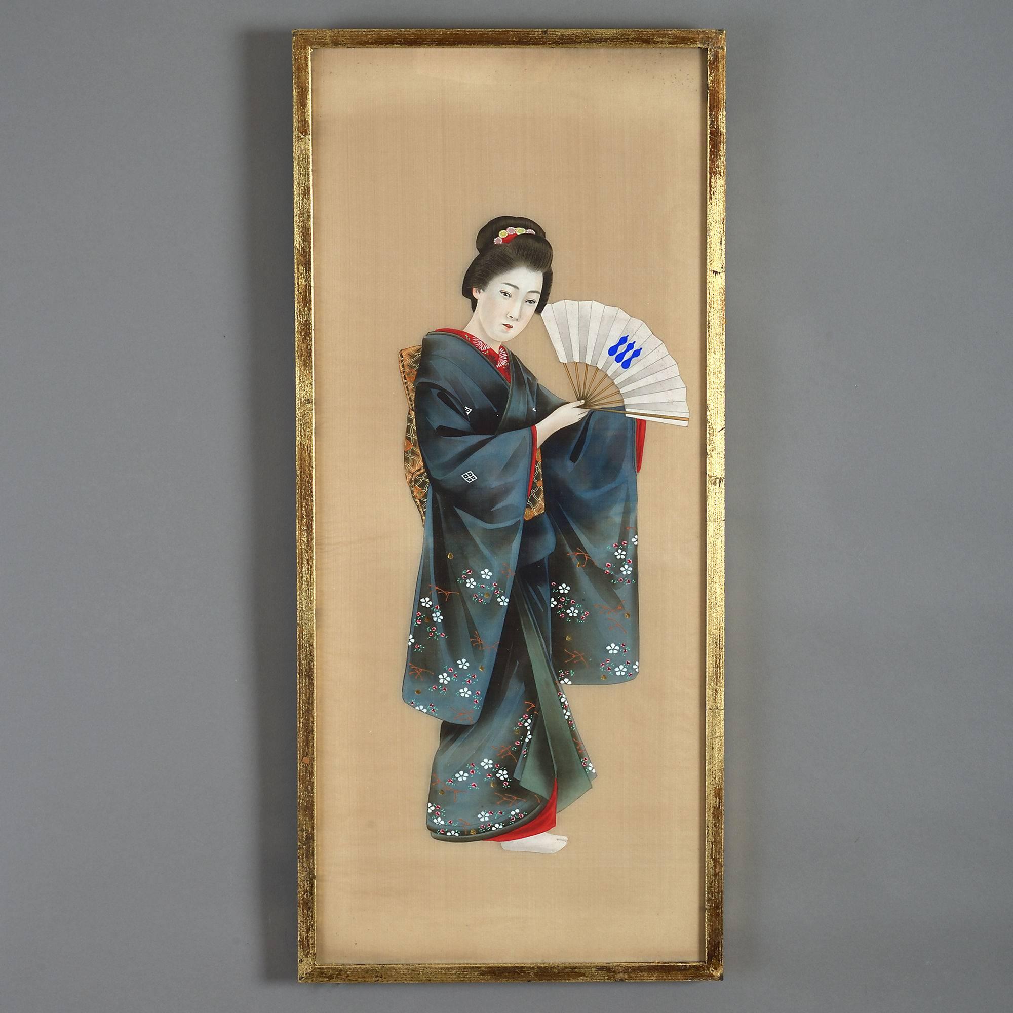 Six 19th Century Meiji Period Gouache Portraits on Silk In Good Condition In London, GB