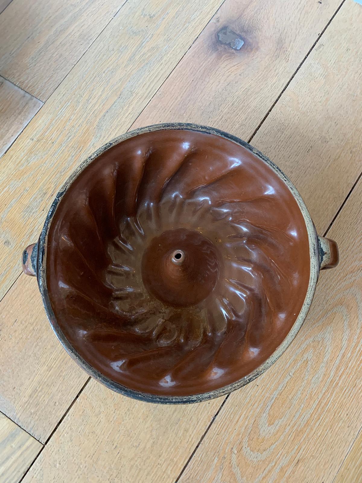 Six 19th Century Pennsylvania Redware Glazed Pottery Turks Head Bundt Molds For Sale 13