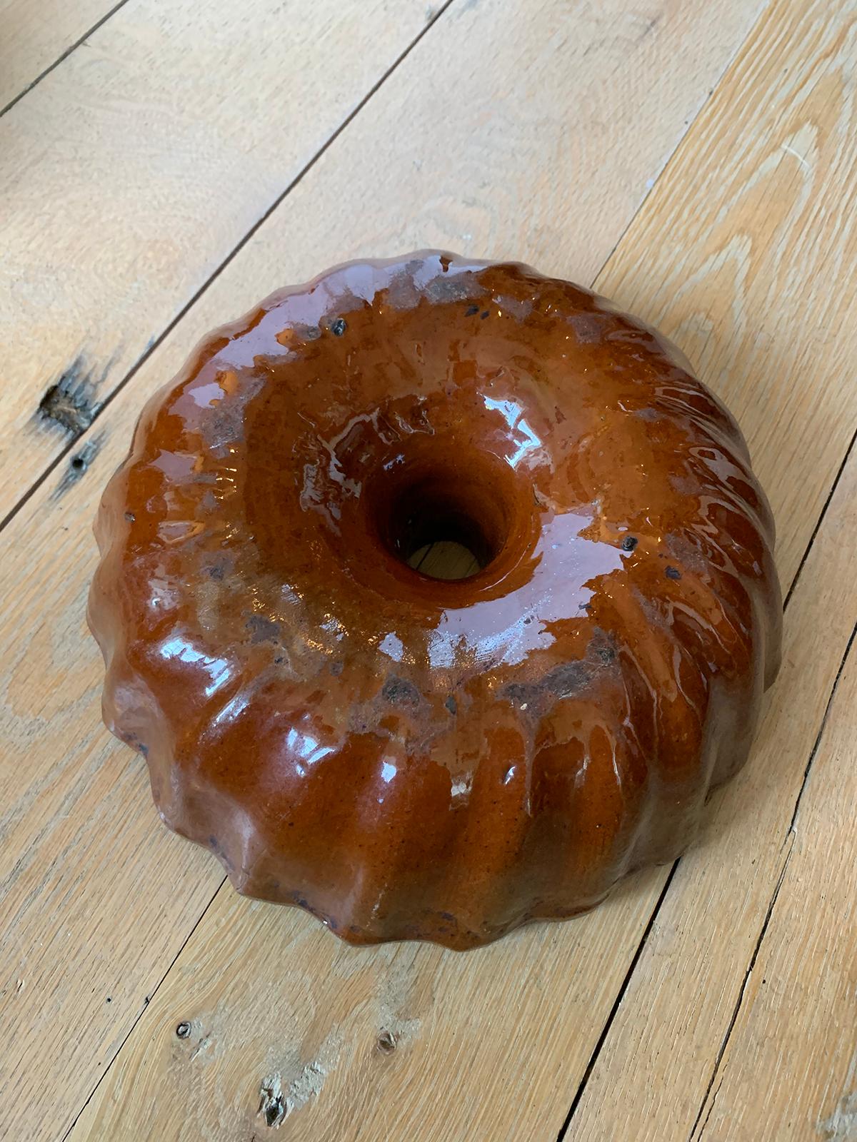 Six 19th Century Pennsylvania Redware Glazed Pottery Turks Head Bundt Molds For Sale 2