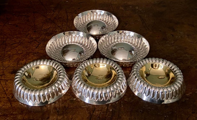 George III Six 19th Century Silver Salt or Spice Dishes For Sale