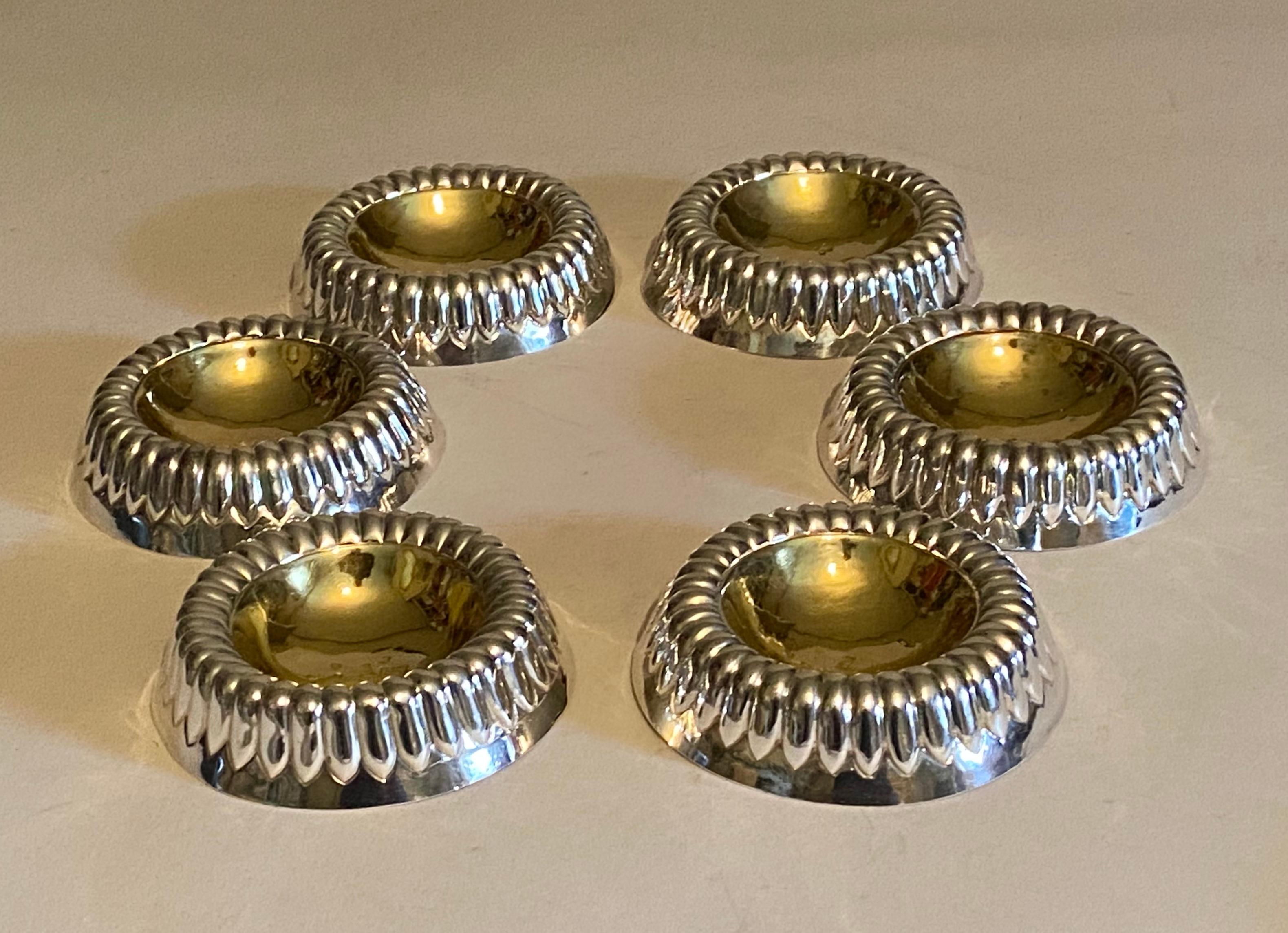 European Six 19th Century Silver Salt or Spice Dishes For Sale