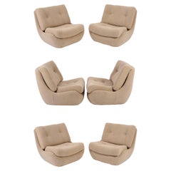 Six 20th Century Vintage Creme Boucle Atlantis Big Armchairs, 1960s