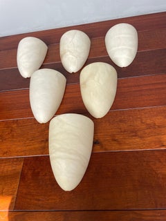Six (6) Art Deco Style Cocoon Shape Midcentury Modern Era Alabaster Wall Sconces