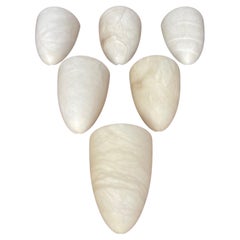 Six (6) Art Deco Style Cocoon Shape Midcentury Modern Era Alabaster Wall Sconces
