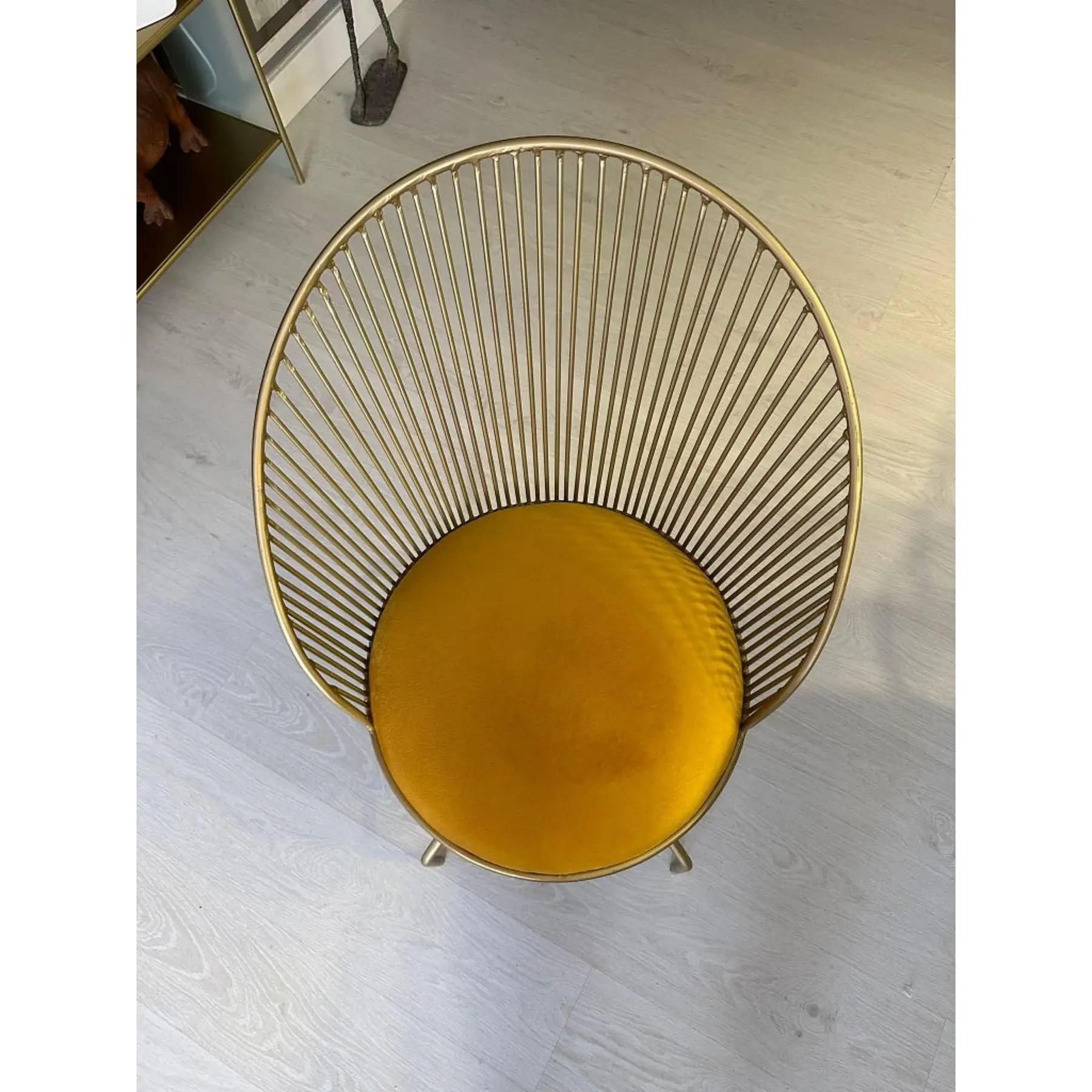 Six (6) Cuet Collection Gold and Velvet Dining Chairs Art Deco 21th Century For Sale 2