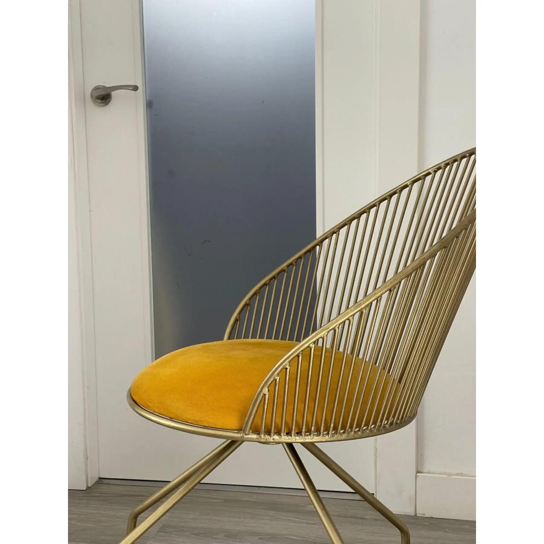 Six (6) Cuet Collection Gold and Velvet Dining Chairs Art Deco 21th Century For Sale 3