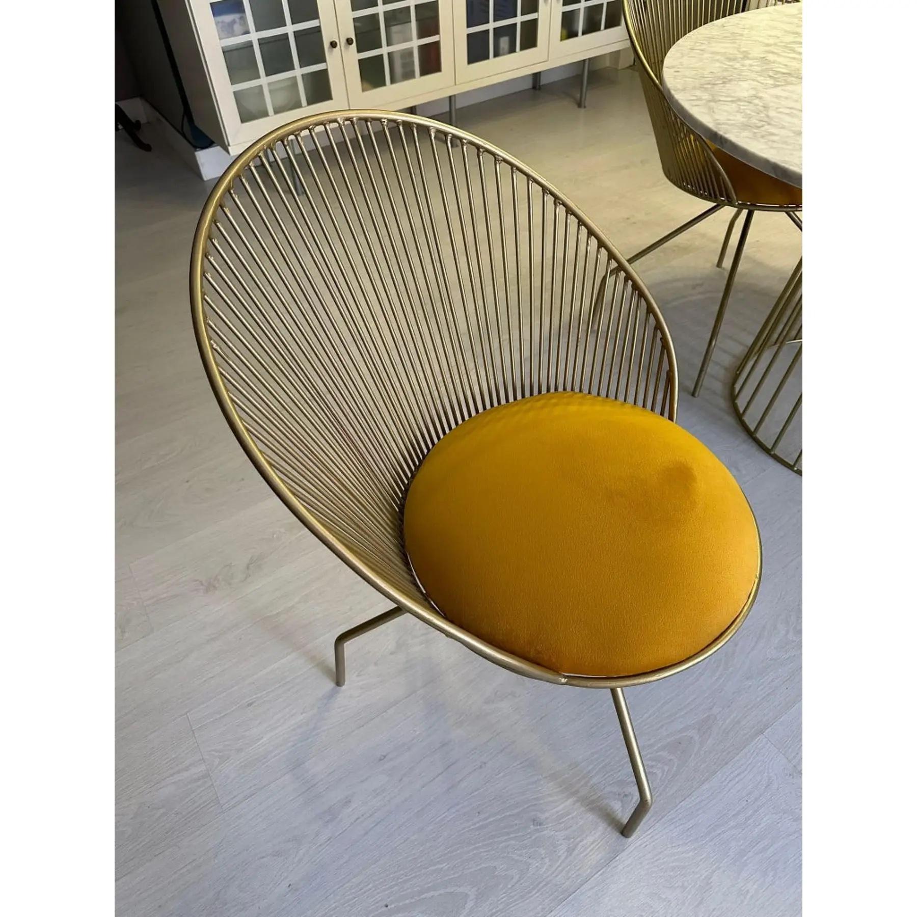 Six (6) Cuet Collection Gold and Velvet Dining Chairs Art Deco 21th Century For Sale 5