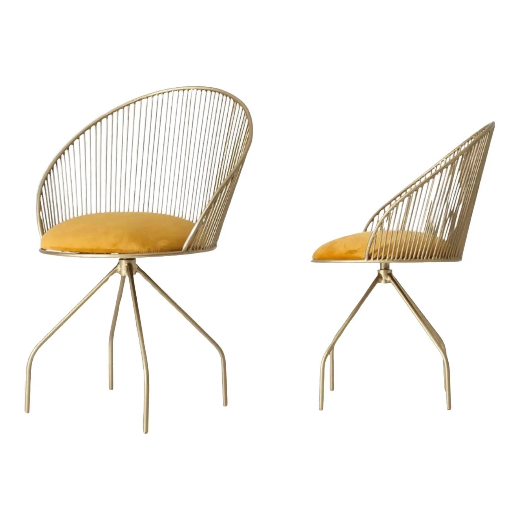 Modern Six (6) Cuet Collection Gold and Velvet Dining Chairs Art Deco 21th Century For Sale