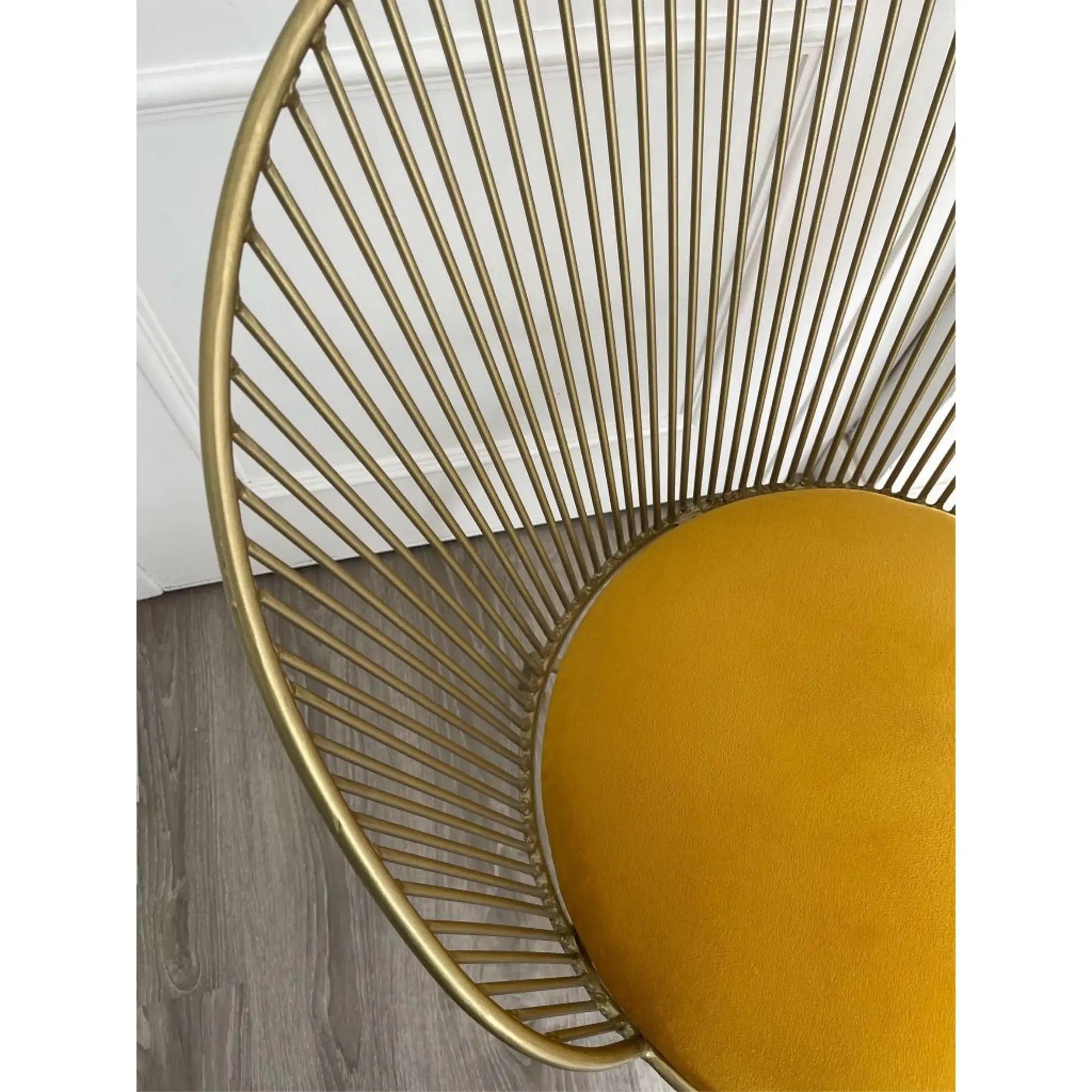 Spanish Six (6) Cuet Collection Gold and Velvet Dining Chairs Art Deco 21th Century For Sale