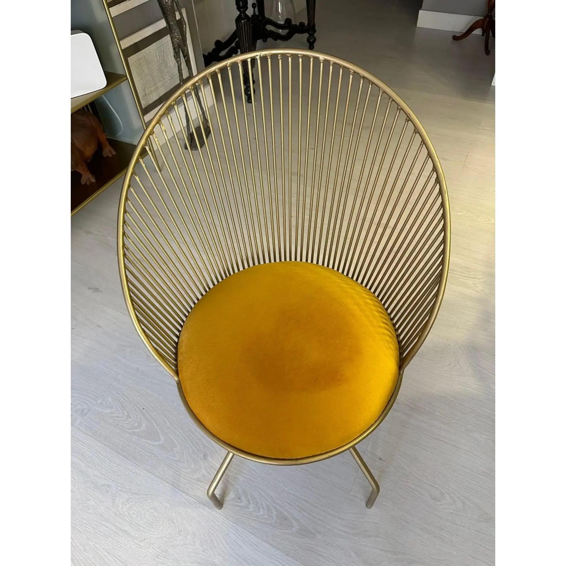 Contemporary Six (6) Cuet Collection Gold and Velvet Dining Chairs Art Deco 21th Century For Sale