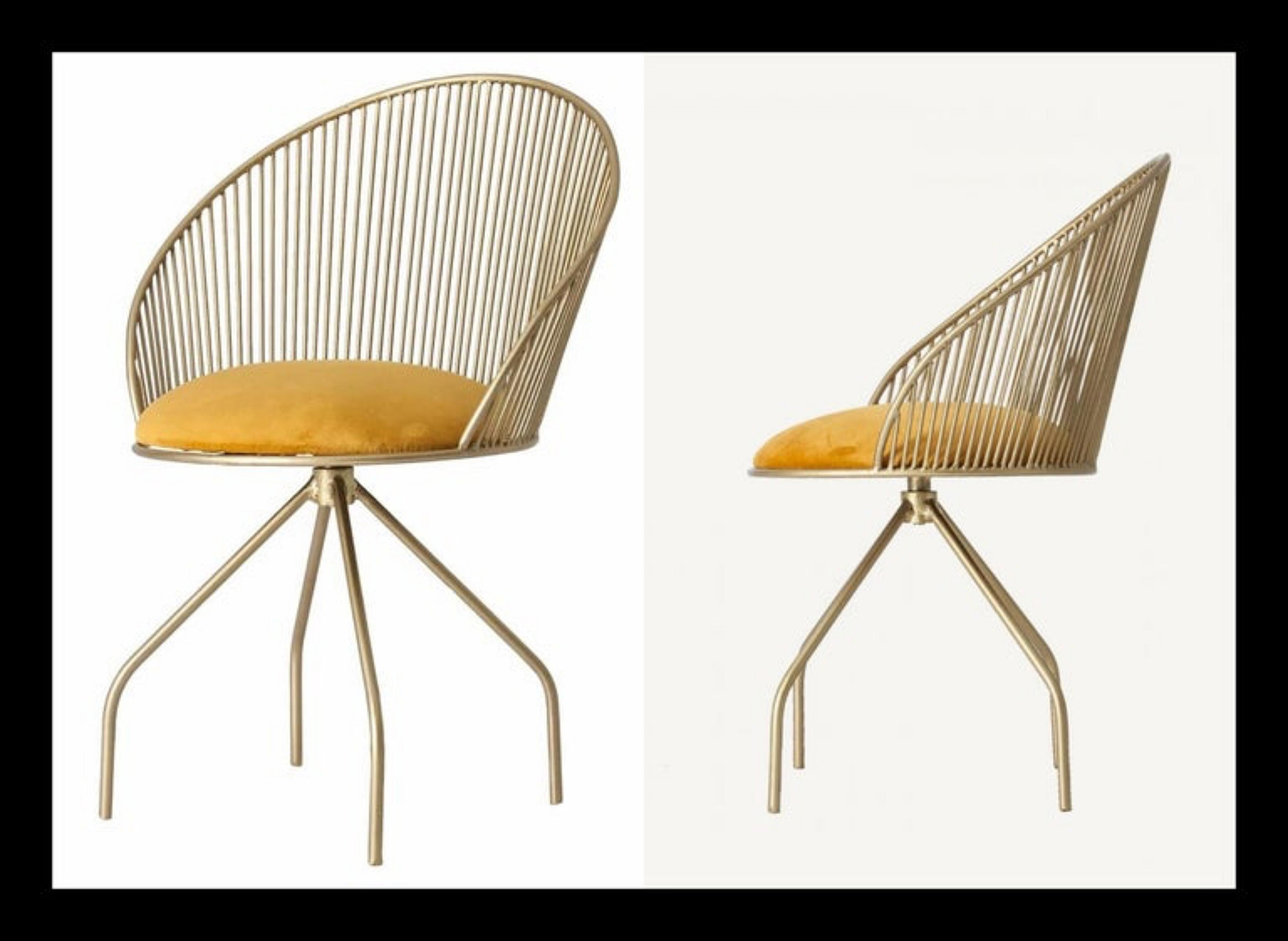 Six (6) chaises de salle à manger de la collection Cuet en or et velours de style Art Déco en vente 8