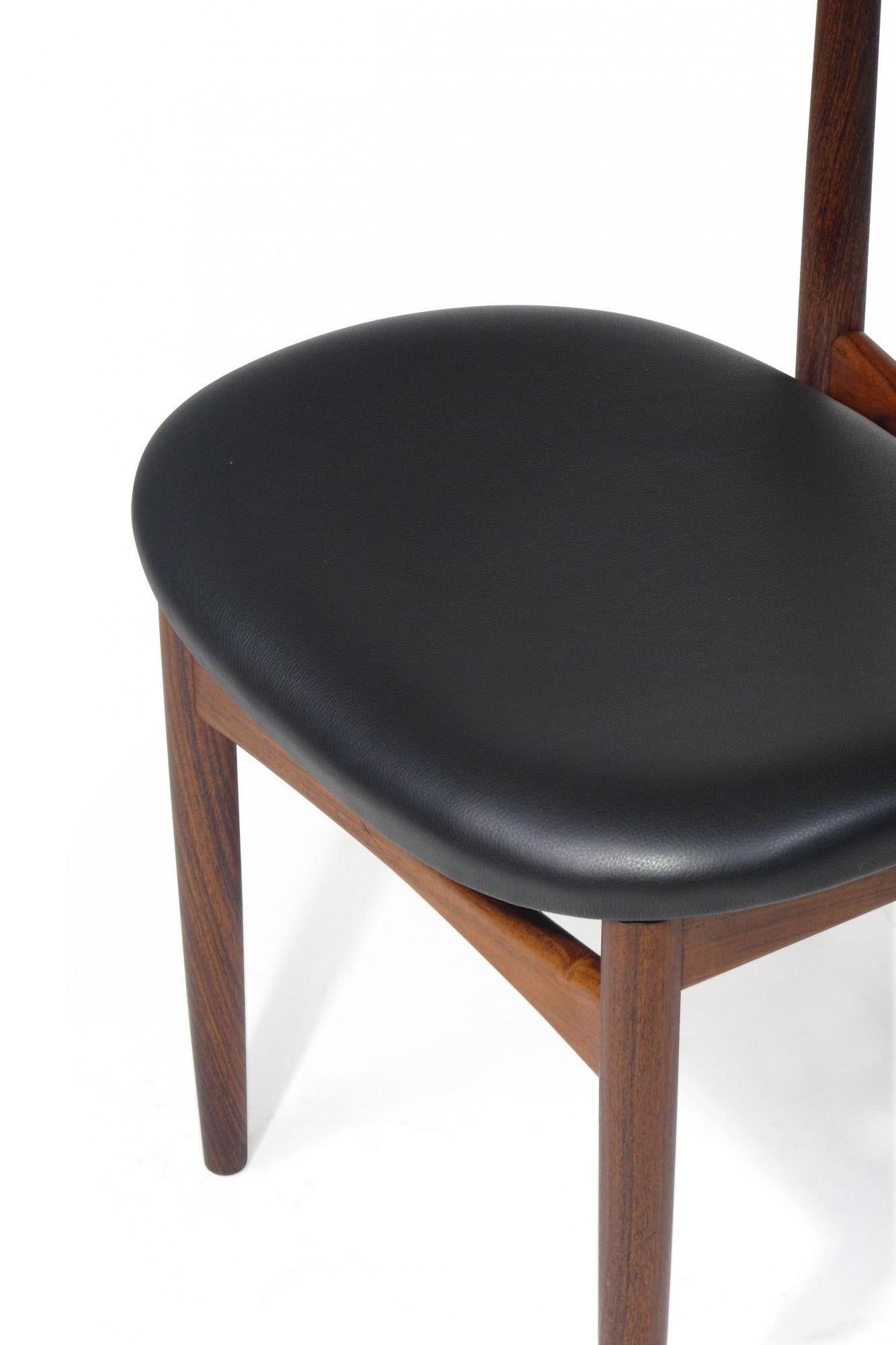 Six '6' Kurt Ostervig Mid-Century Rosewood Dining Chairs in Black Leather In Excellent Condition For Sale In Oakland, CA