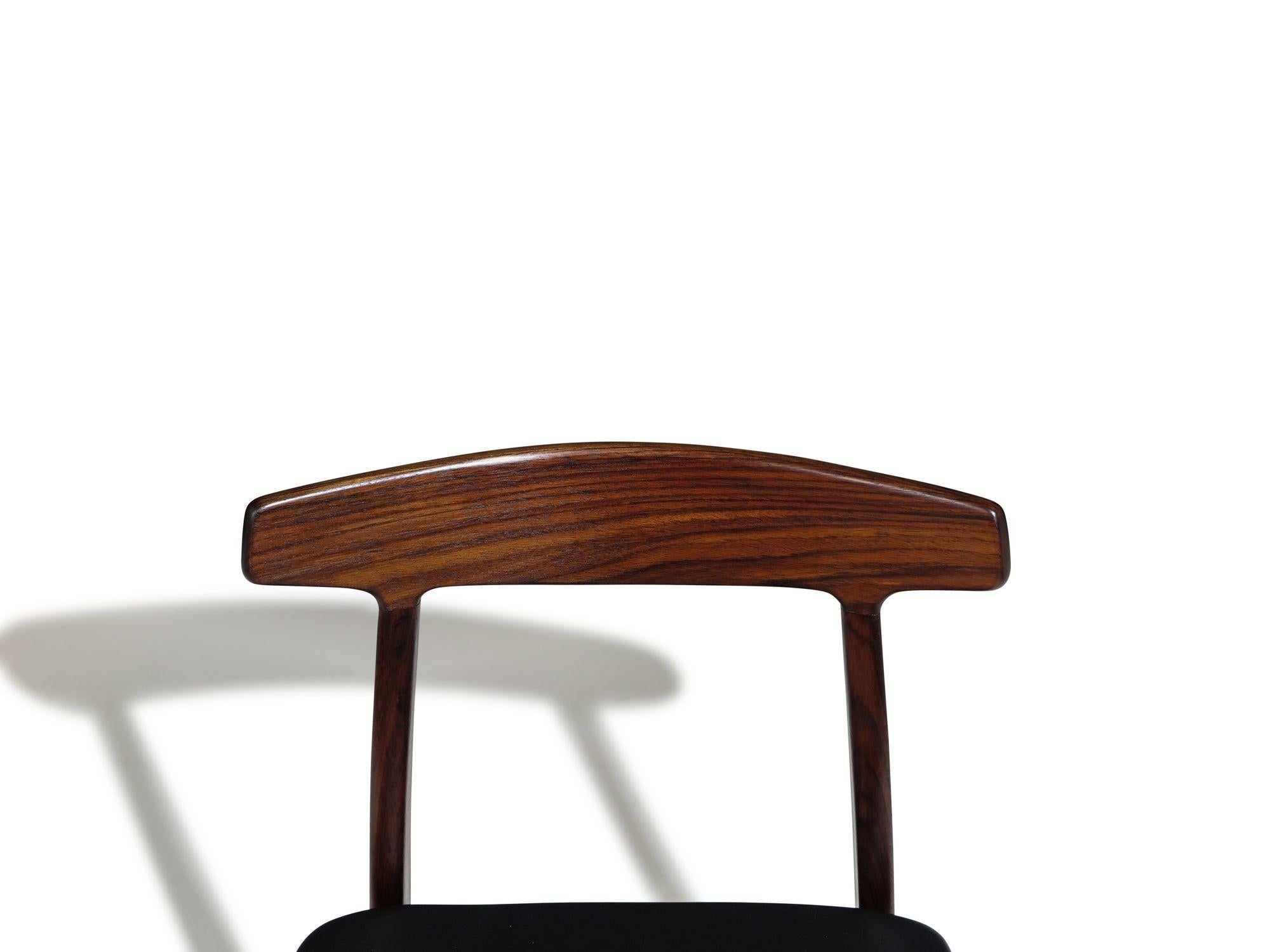 Six (6) Mid-Century Brazilian Rosewood Dining Chairs by Henning Kjaernulf For Sale 4