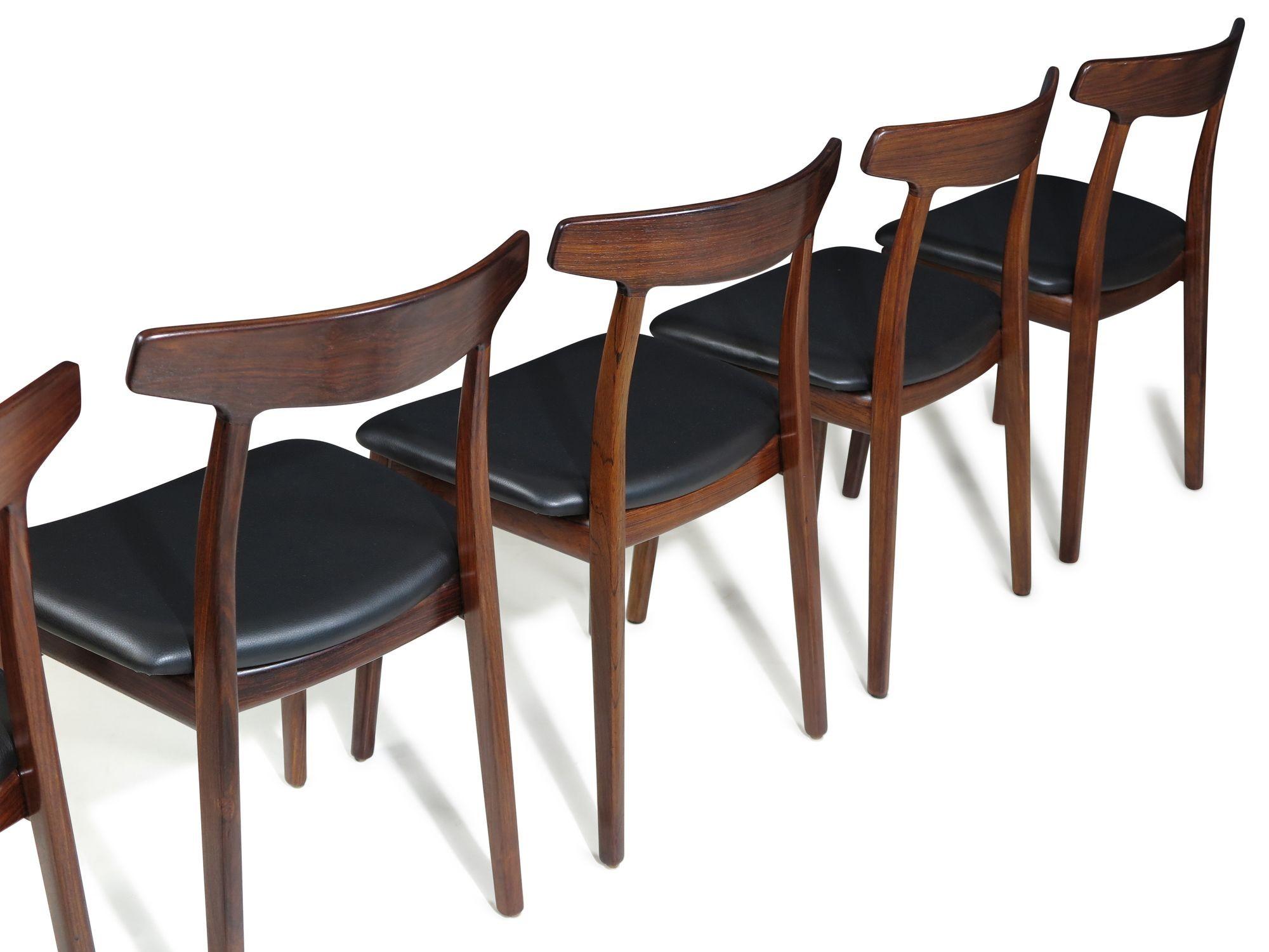 Six (6) Mid-Century Brazilian Rosewood Dining Chairs by Henning Kjaernulf For Sale 5