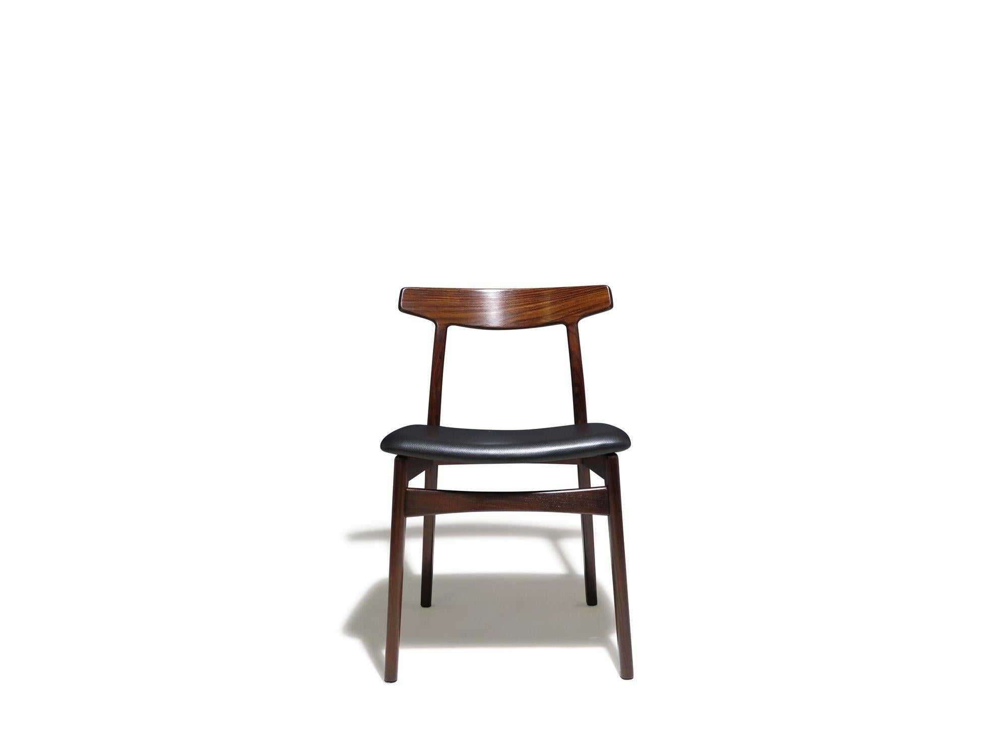 Scandinavian Modern Six (6) Mid-Century Brazilian Rosewood Dining Chairs by Henning Kjaernulf For Sale