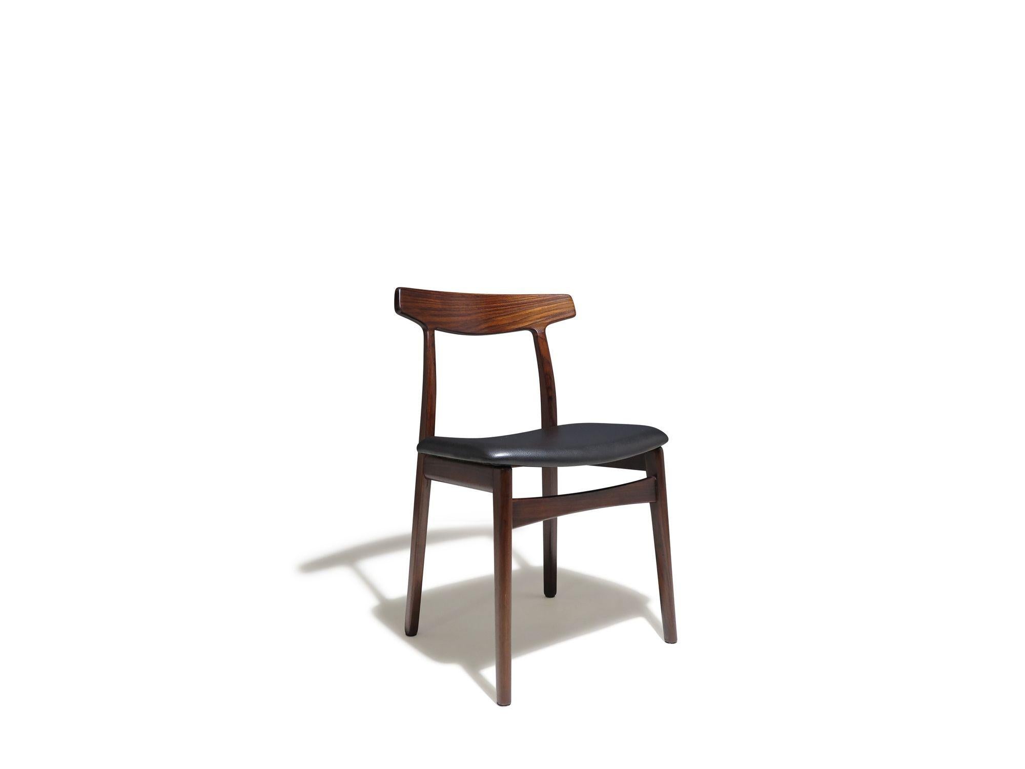 Danish Six (6) Mid-Century Brazilian Rosewood Dining Chairs by Henning Kjaernulf For Sale