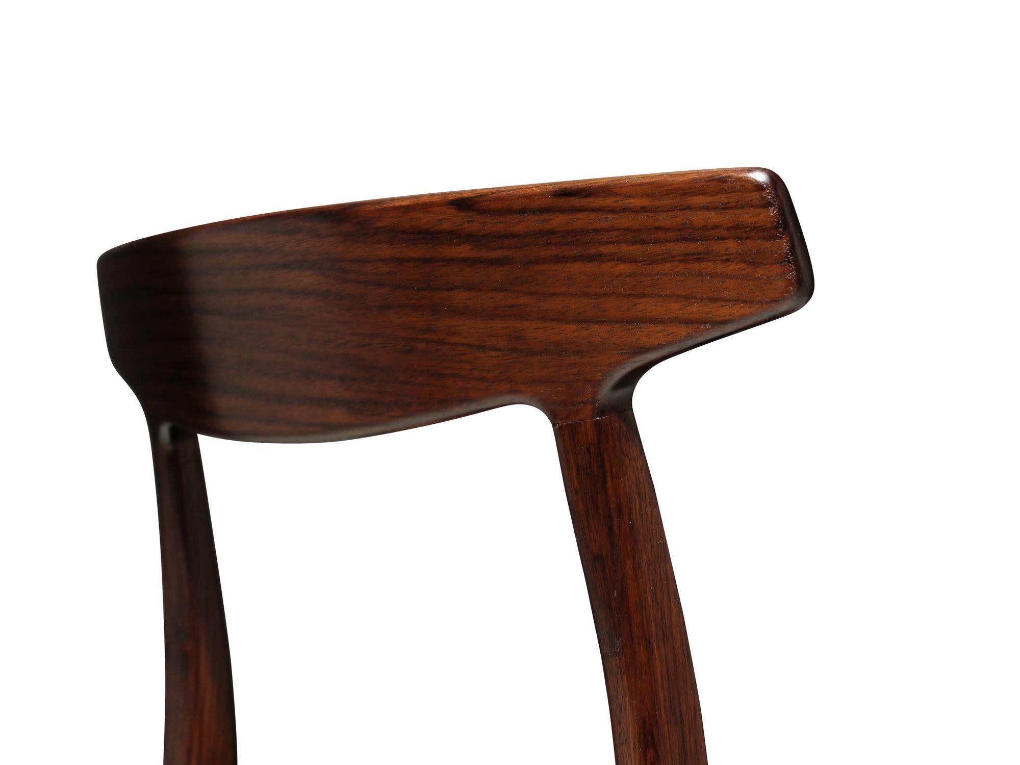 Oiled Six (6) Mid-Century Brazilian Rosewood Dining Chairs by Henning Kjaernulf For Sale