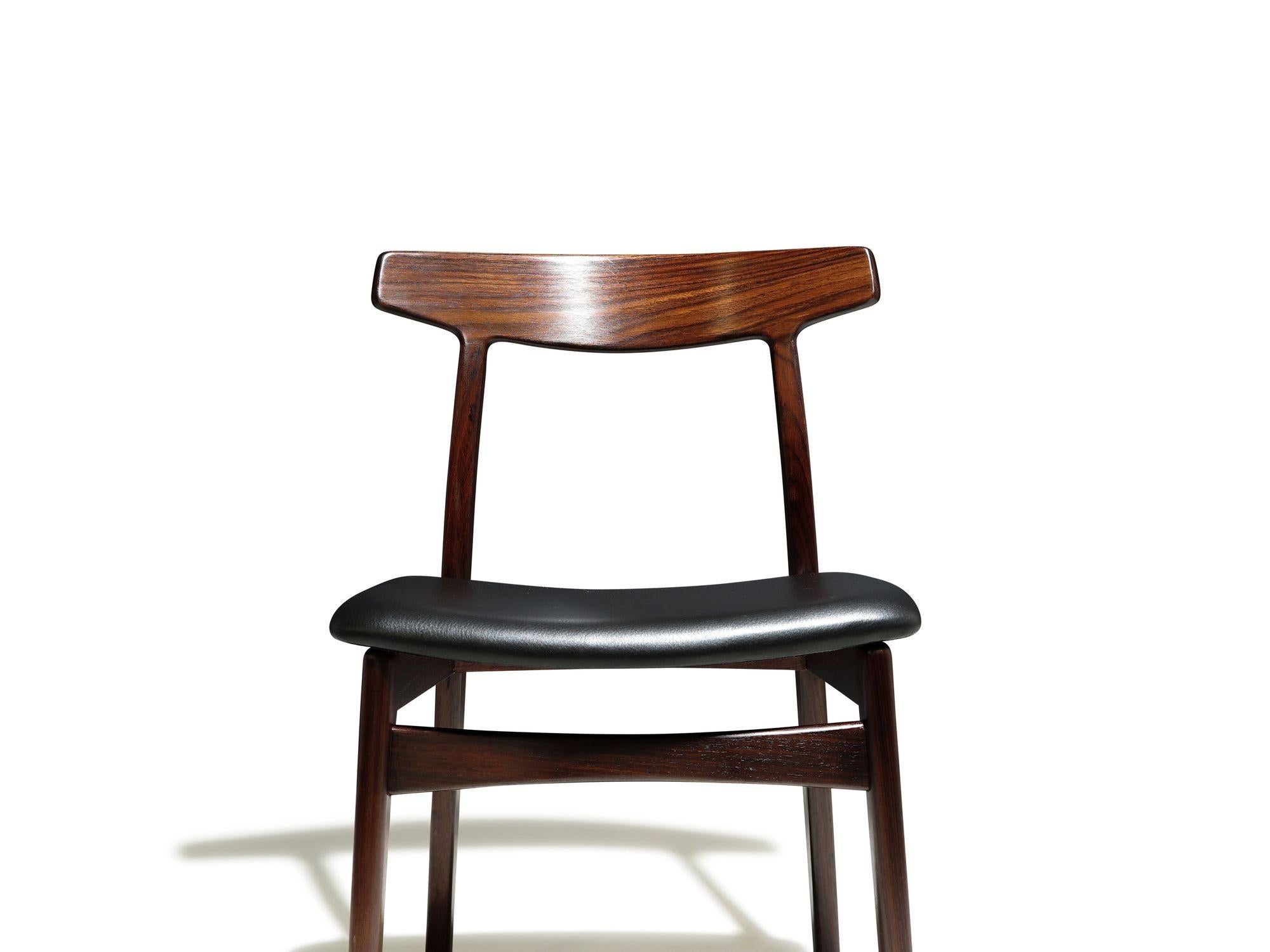 Six (6) Mid-Century Brazilian Rosewood Dining Chairs by Henning Kjaernulf For Sale 1