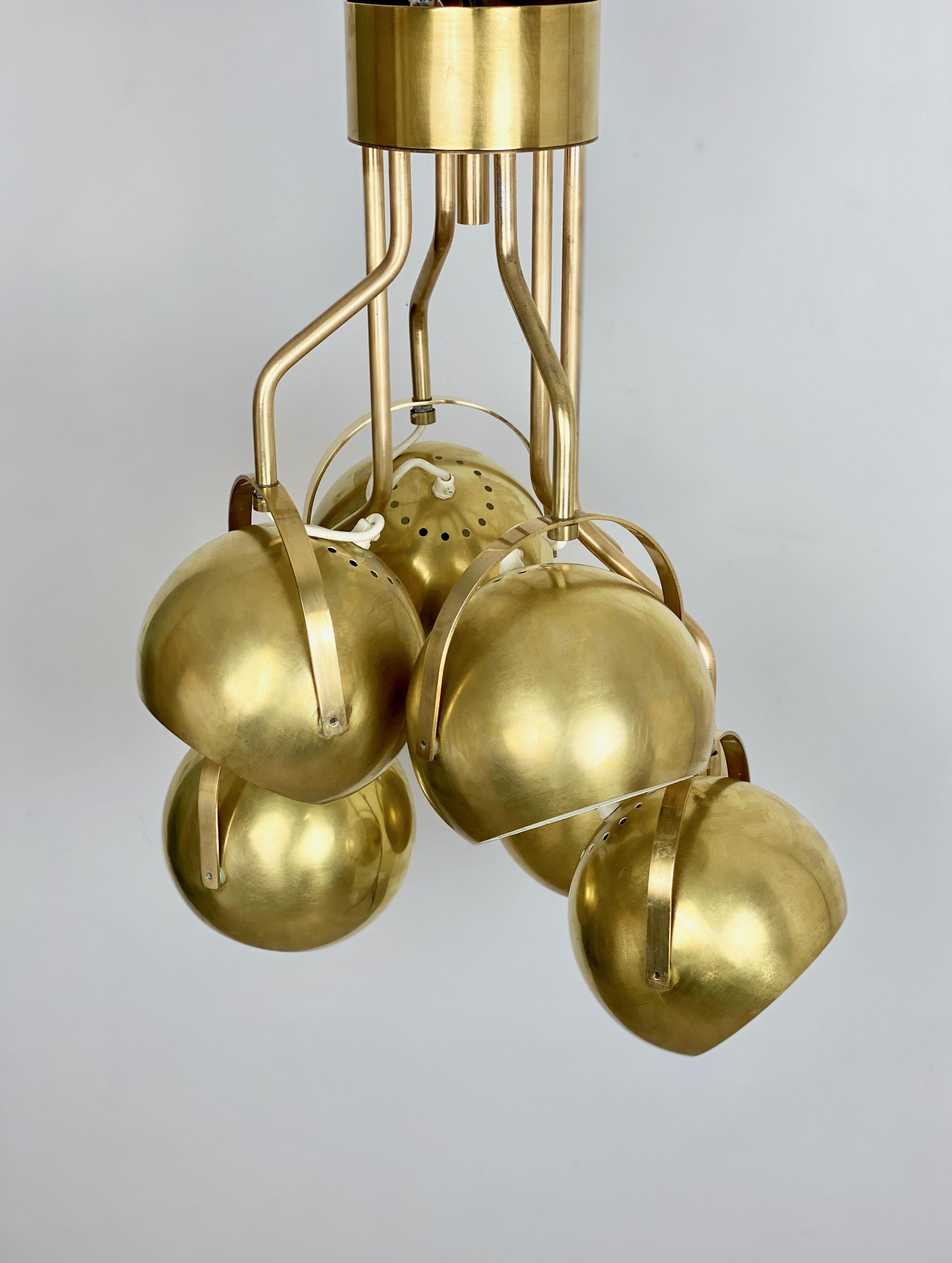 Lustre en laiton à six lumières réglables par Goffredo Reggiani, Italie, années 1960 en vente 6