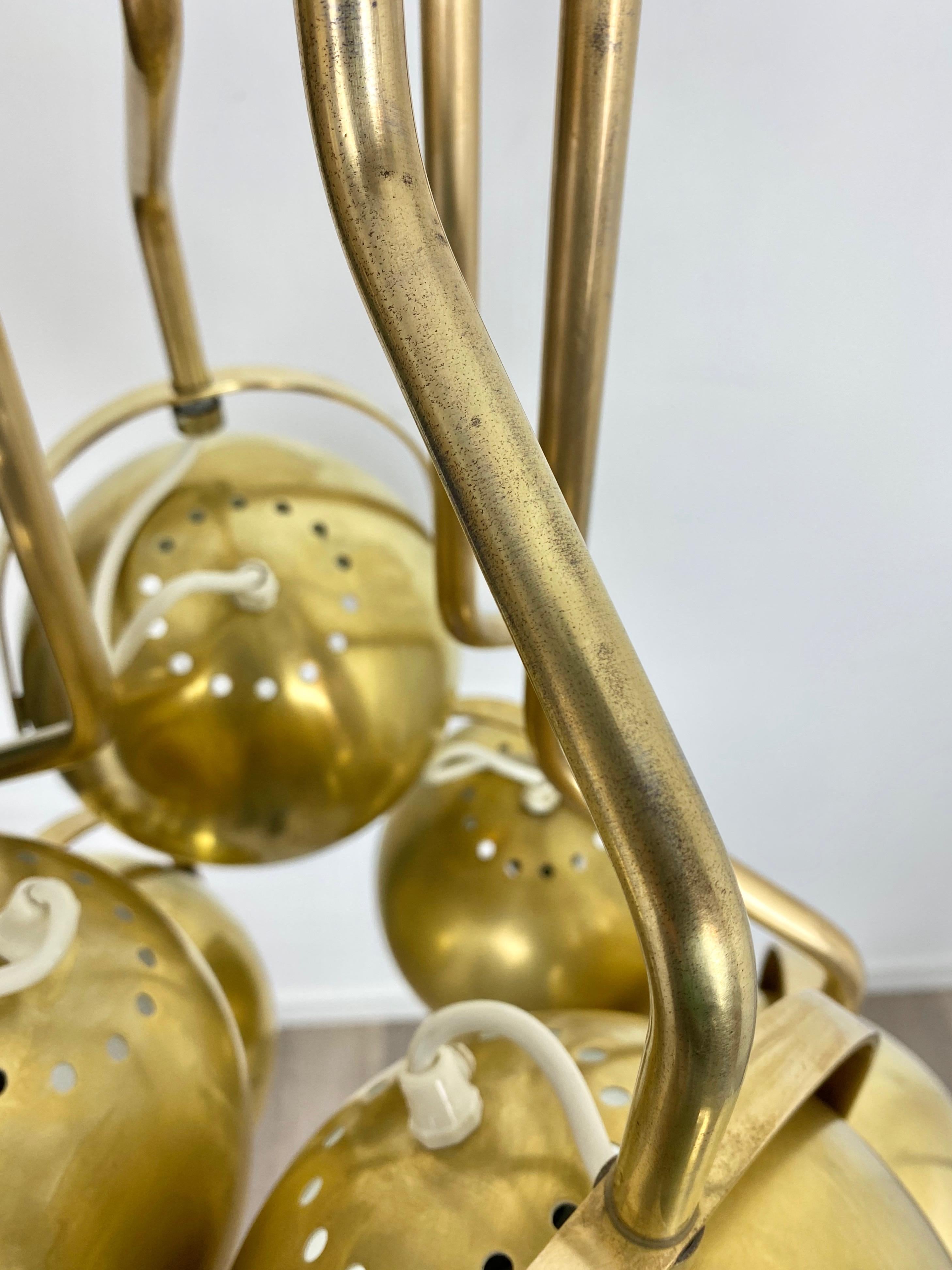 Six Adjustable Lights Brass Chandelier by Goffredo Reggiani, Italy, 1960s For Sale 9