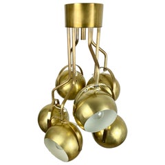 Vintage Six Adjustable Lights Brass Chandelier by Goffredo Reggiani, Italy, 1960s