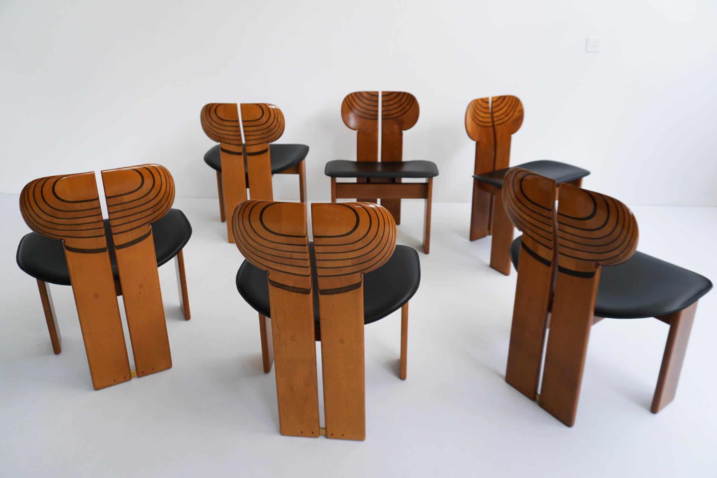 Six chaises africaines d'Afra & Tobia Scarpa, pour Maxalto, série Artona Excellent état à Morbio Inferiore, CH