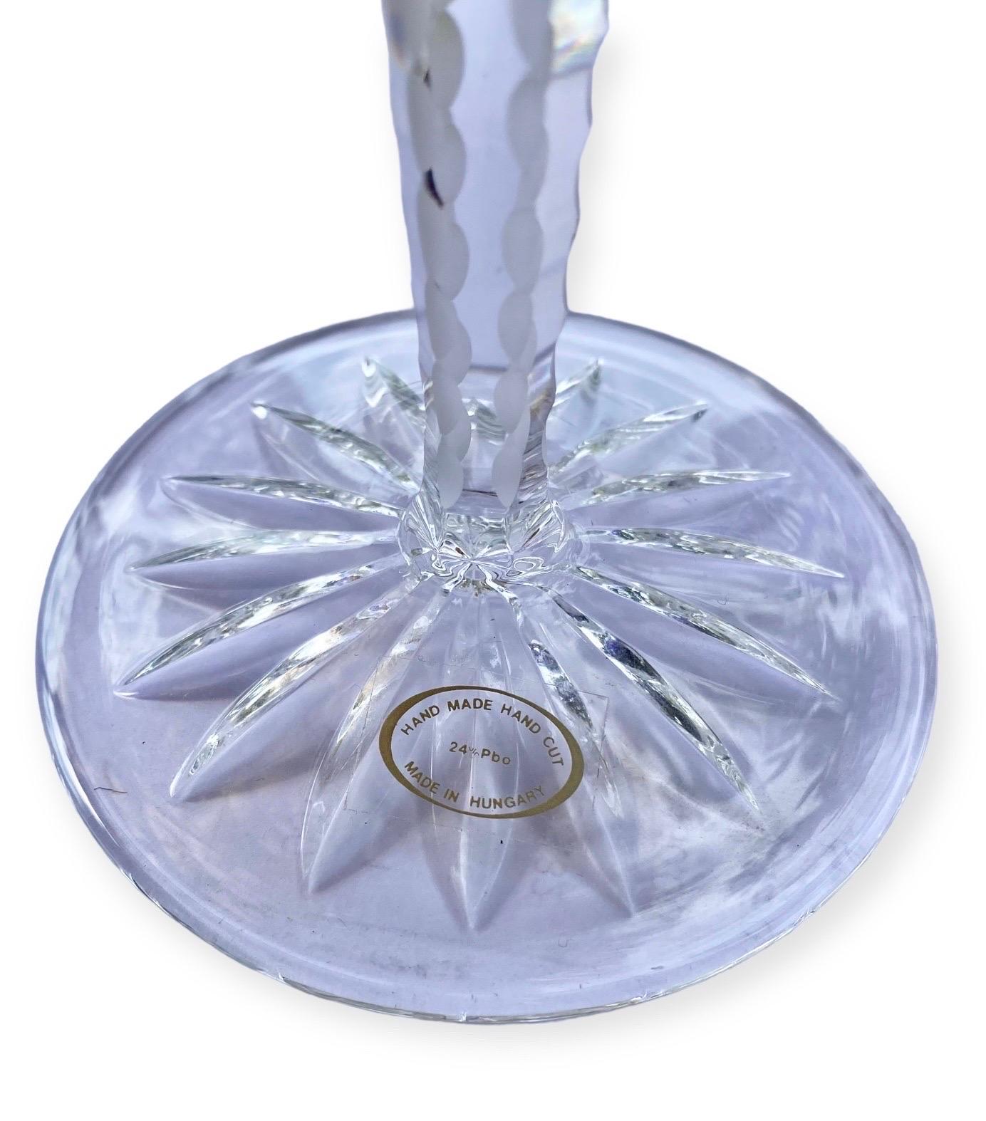 20ième siècle Six verres à vin Ajka Serenity bleu cobalt étoilé taillés en verre transparent en vente