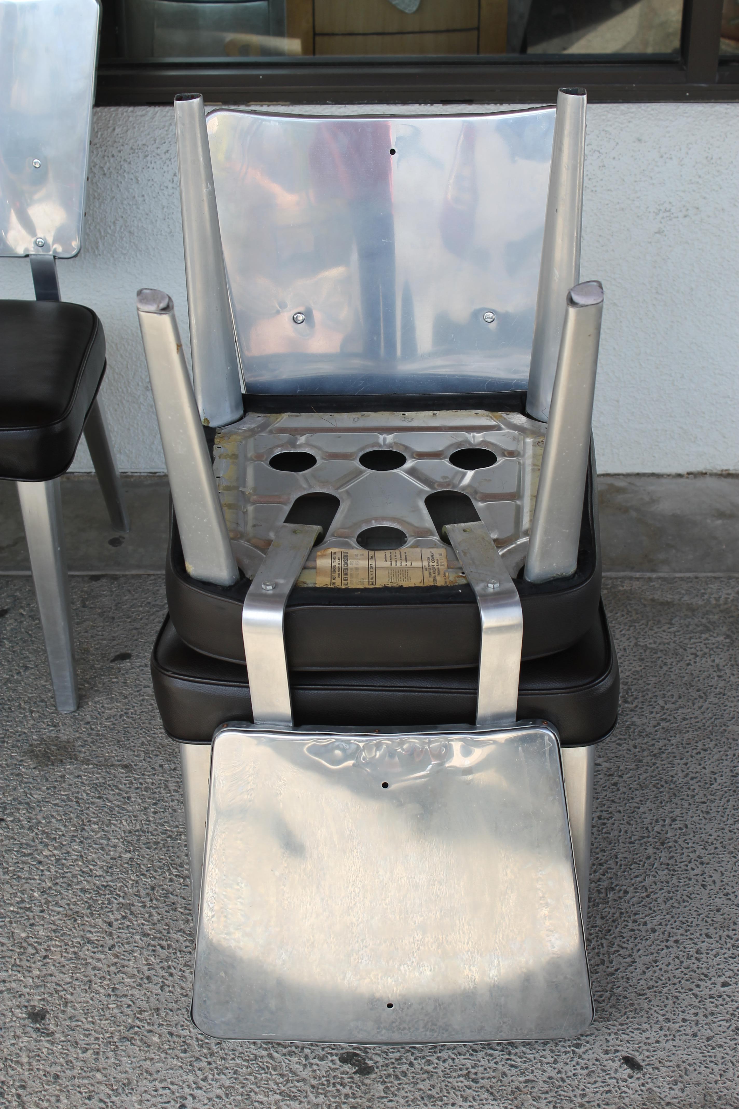 Six Aluminum Chairs by Cessna Aircraft Company, Hutchinson, Kansas In Good Condition In Palm Springs, CA