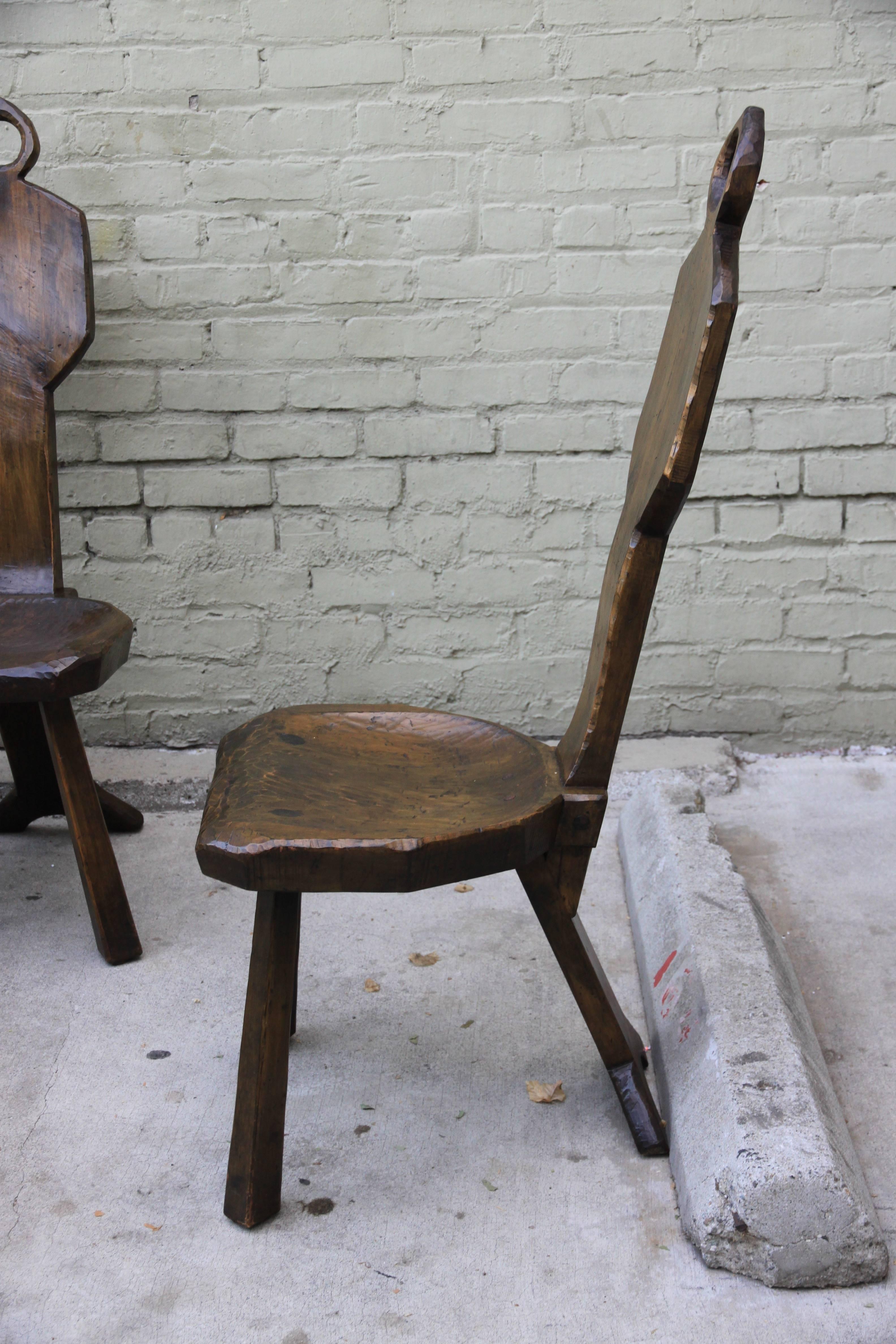 Hand-Carved Six American Primitive Dining Chairs by John Barbor