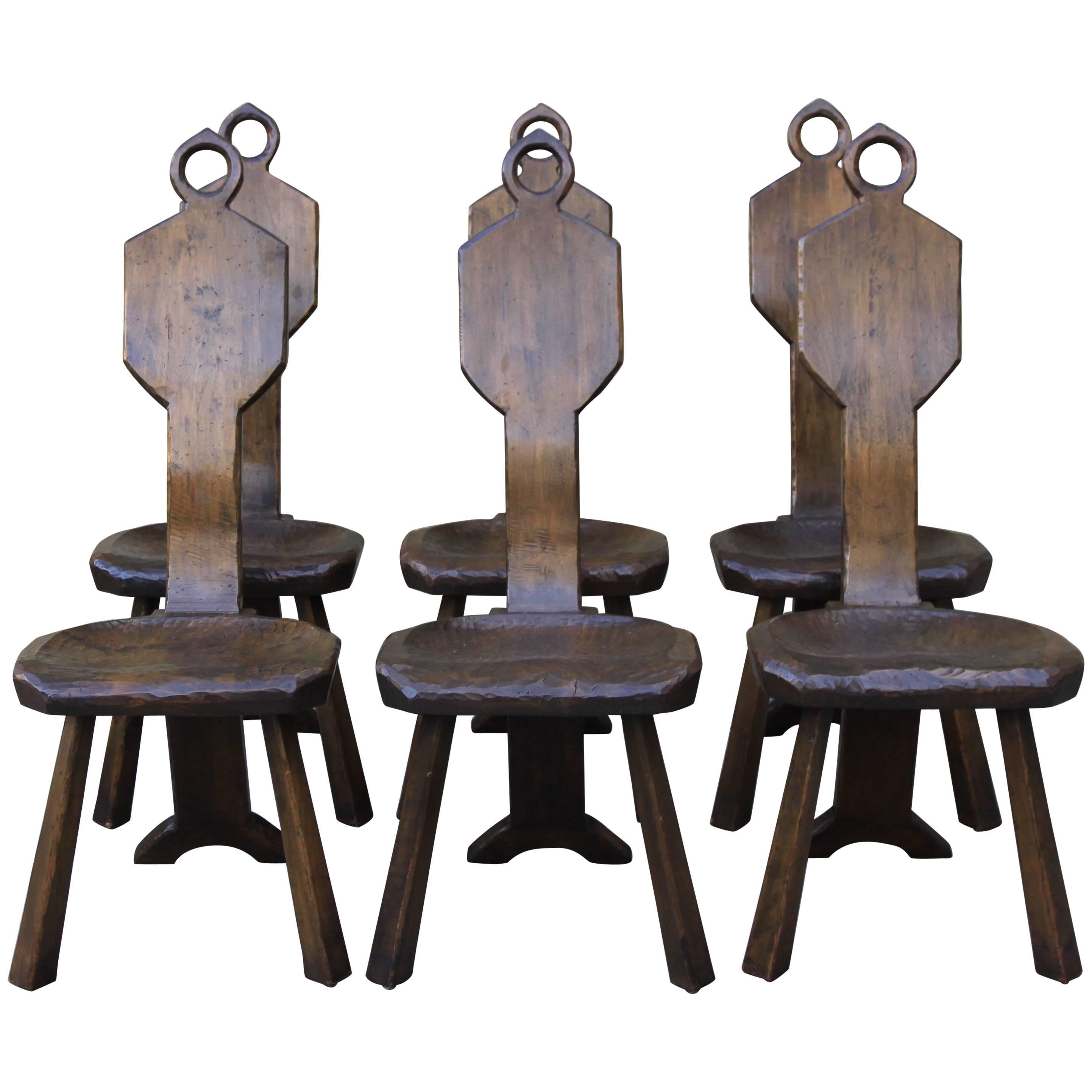 Six American Primitive Dining Chairs by John Barbor