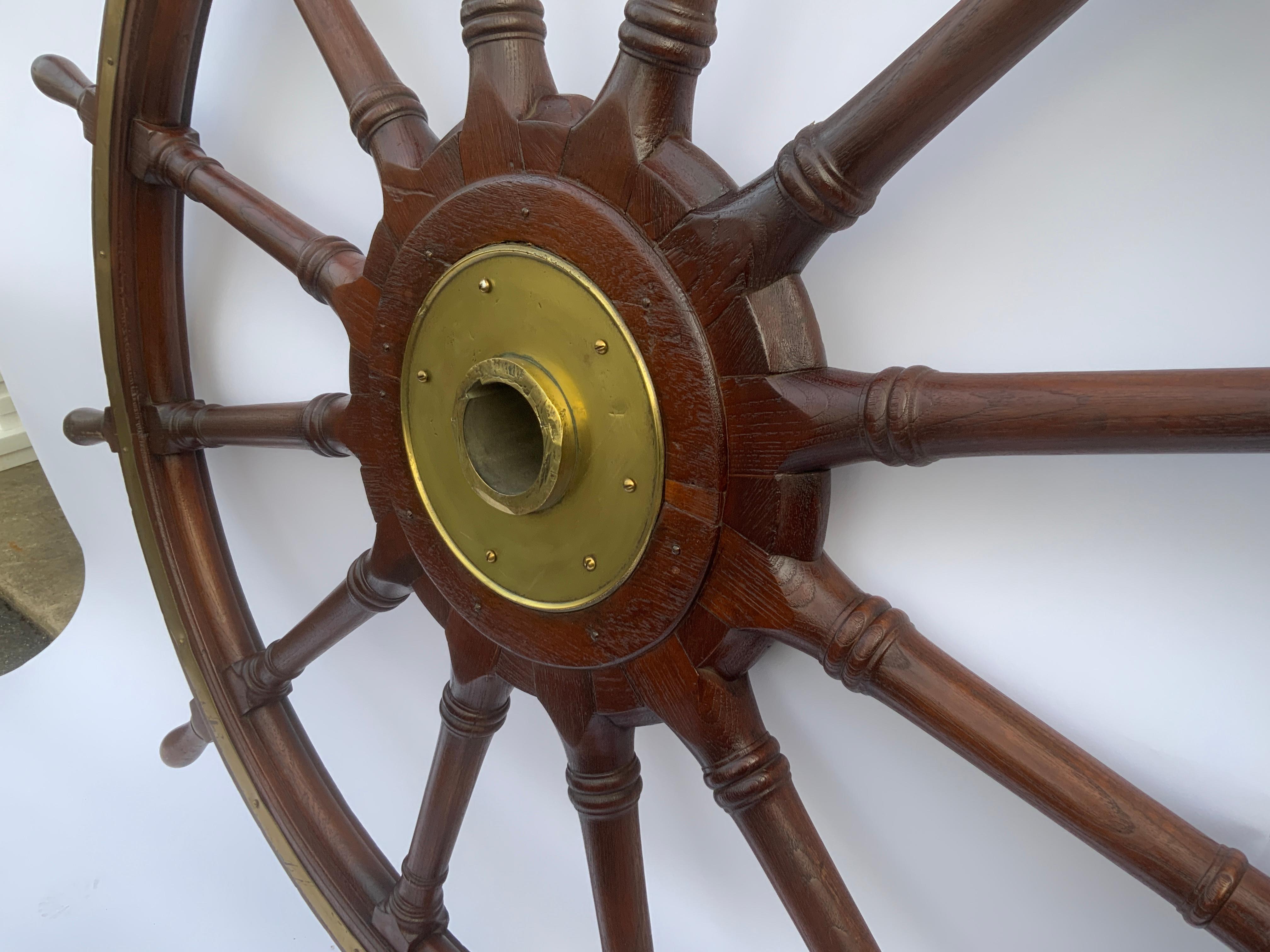 Late 19th Century Six and a Half Foot Ships Wheel For Sale