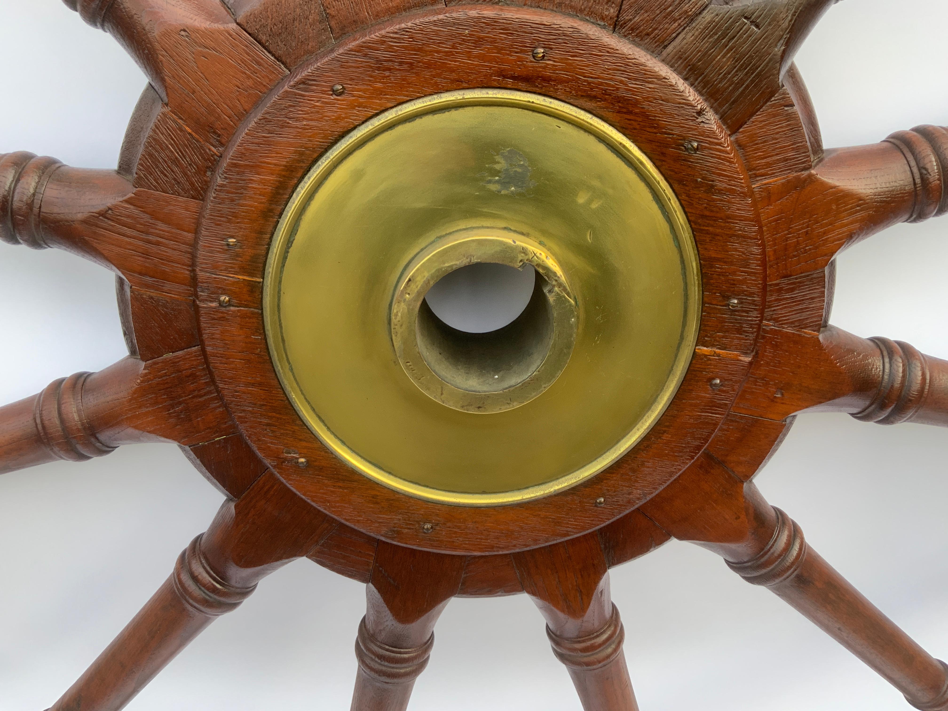 Brass Six and a Half Foot Ships Wheel For Sale