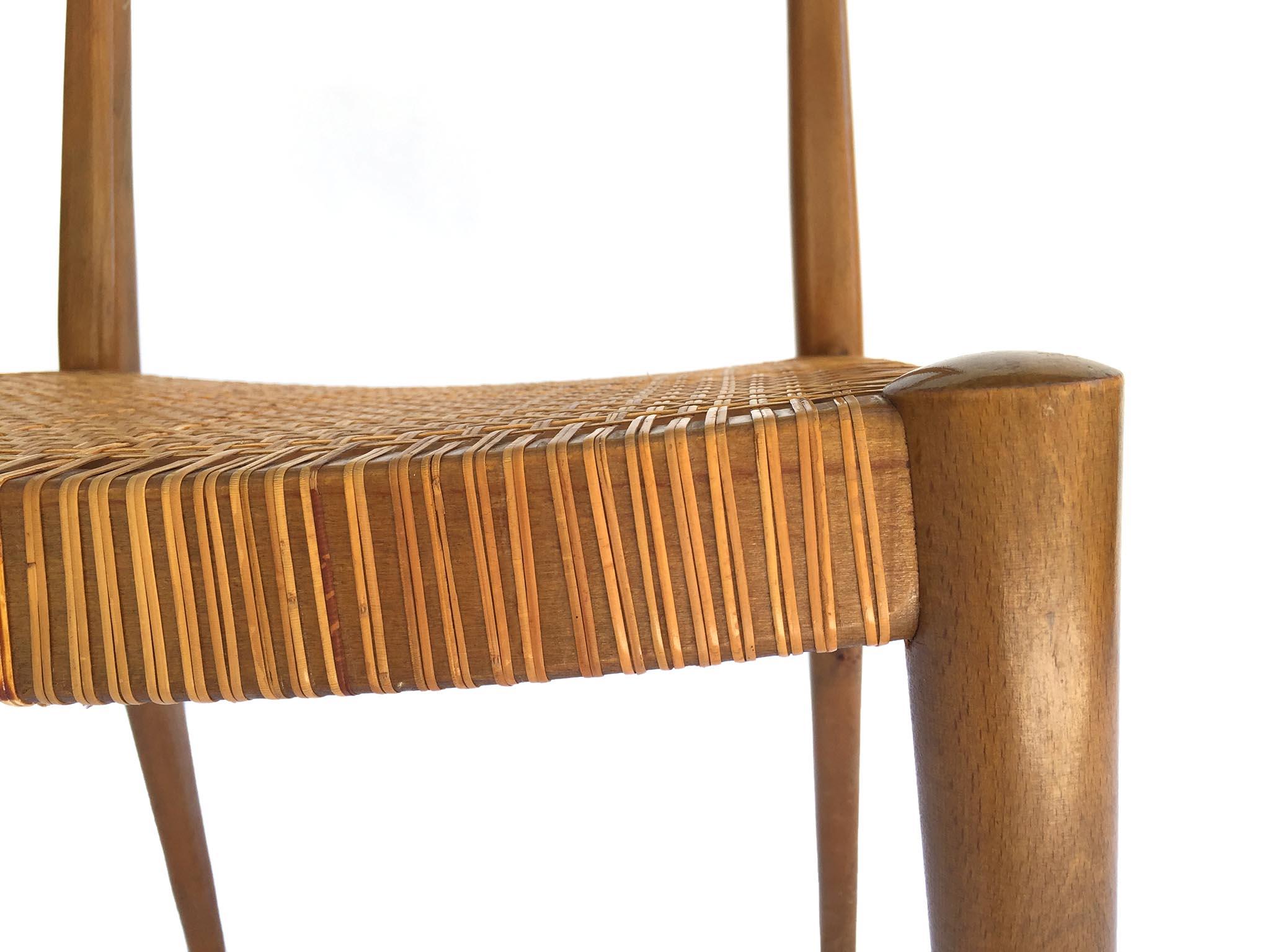 Six Anna-Lülja Praun Chairs, Wood Cane Wicker, 1950s 5