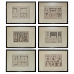 SiX ANTIQUE 19TH CENTURY FRENCH FURNITURE & ARCHITECTURAL DESIGN PLATE PRINTS