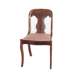 Six Antique American Empire Flame Mahogany Saber Leg Gondola Chairs c1840