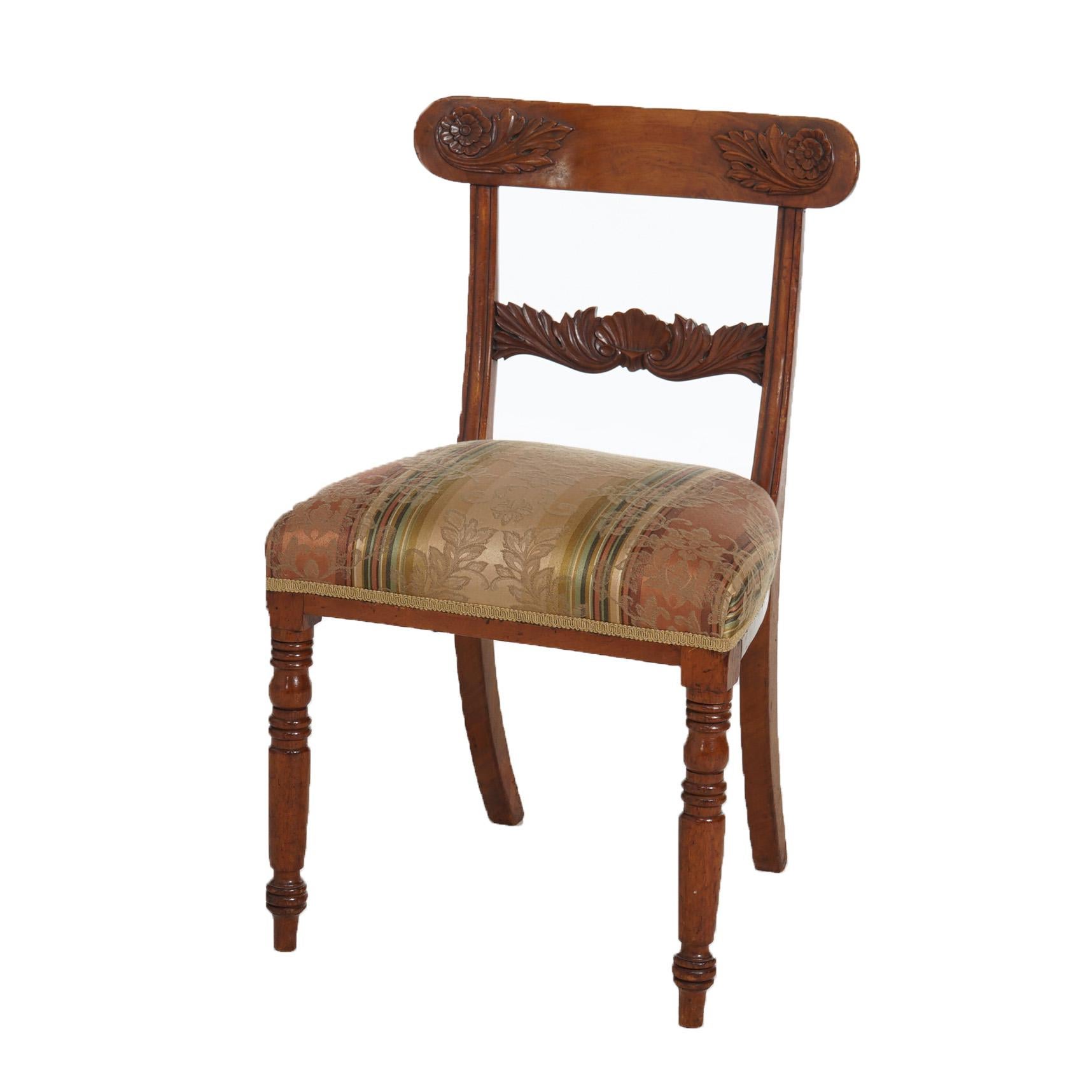 Six Antique American Sheridan Floral Carved Mahogany Ladder Back Chairs c1830 In Good Condition In Big Flats, NY