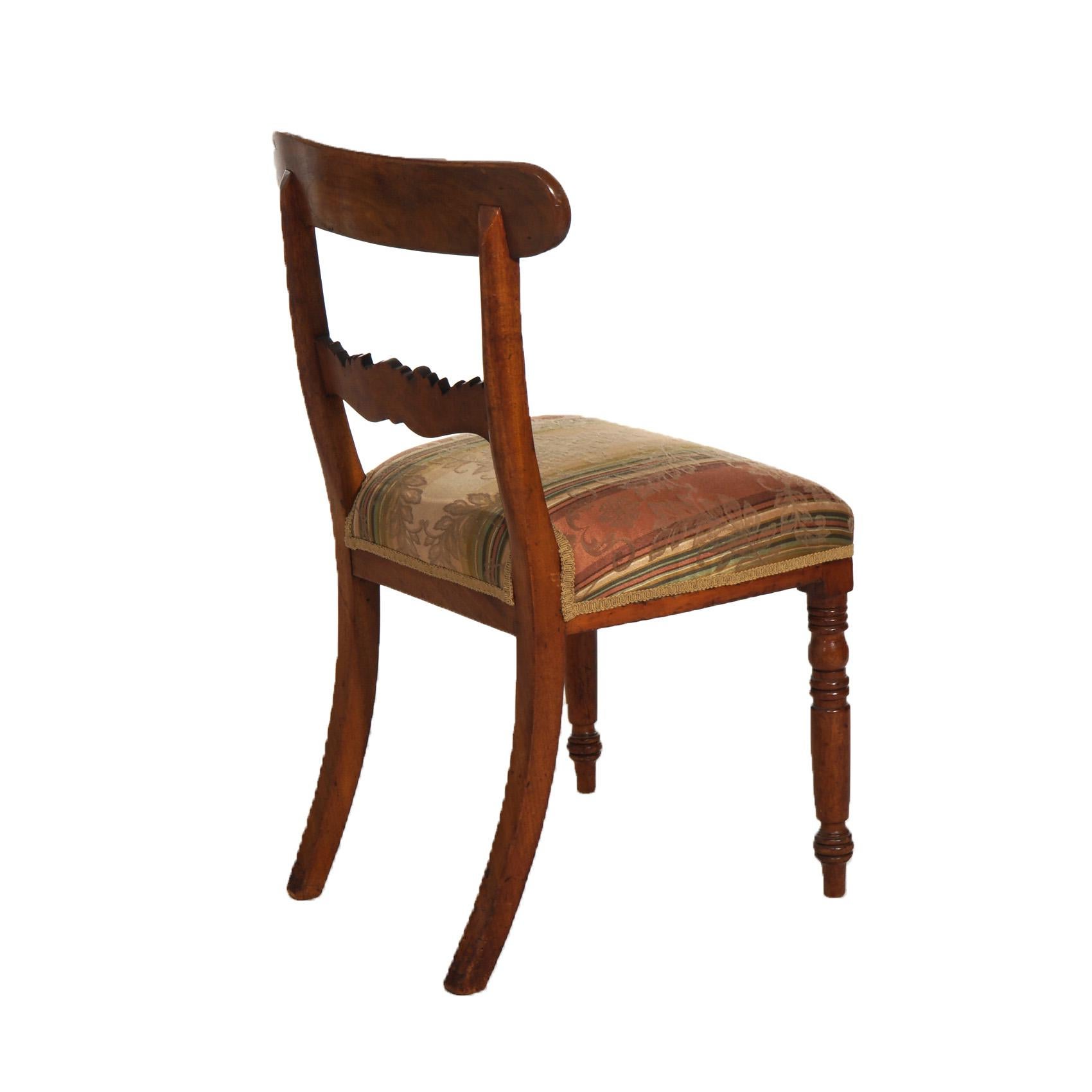 Six Antique American Sheridan Floral Carved Mahogany Ladder Back Chairs c1830 1
