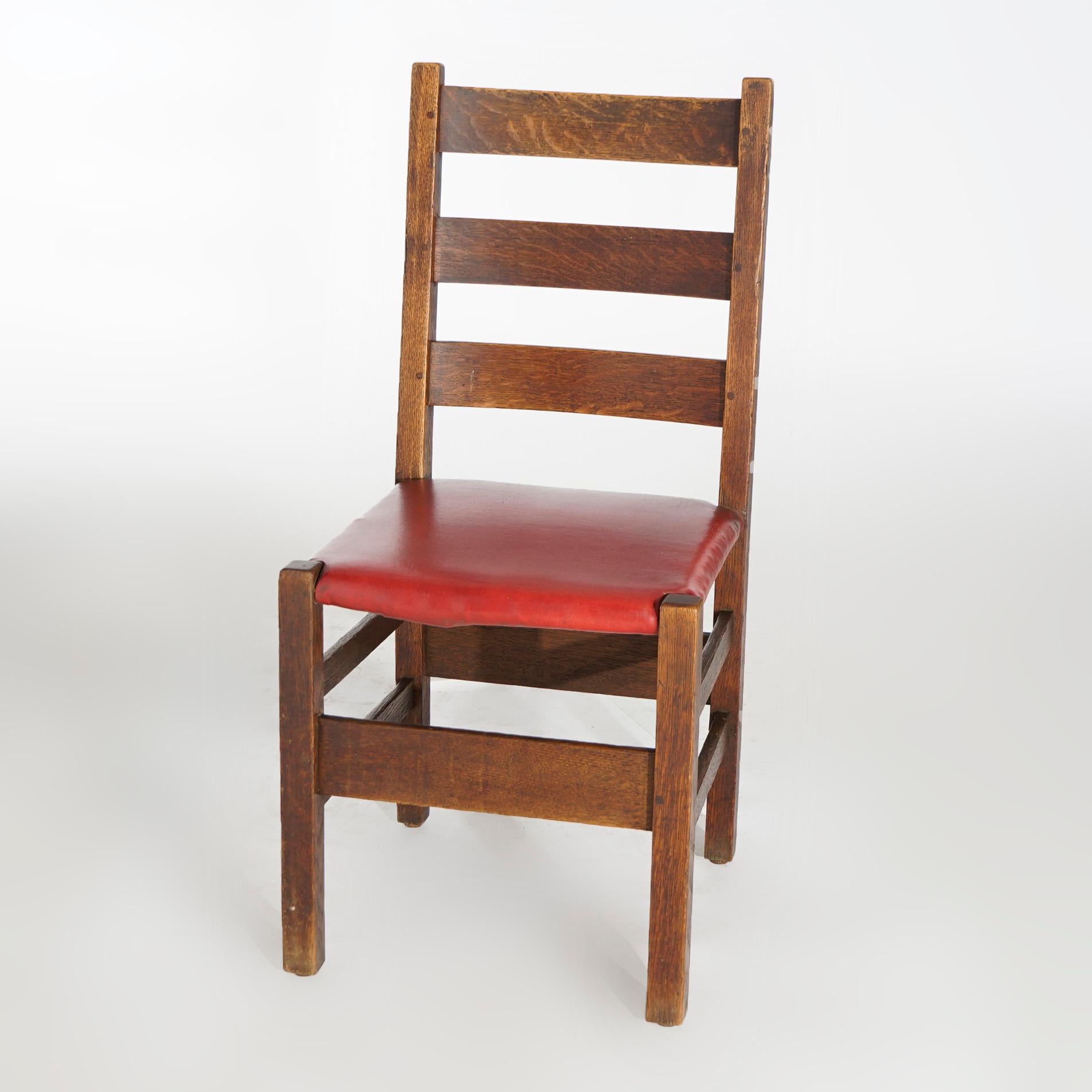 Arts and Crafts Six Antique Arts & Crafts Gustav Stickley Ladder Back Chairs Cat #208, c1910