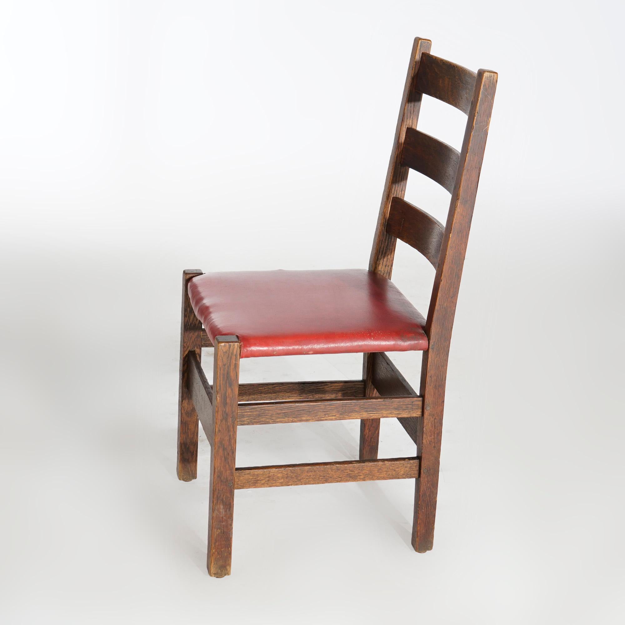 American Six Antique Arts & Crafts Gustav Stickley Ladder Back Chairs Cat #208, c1910