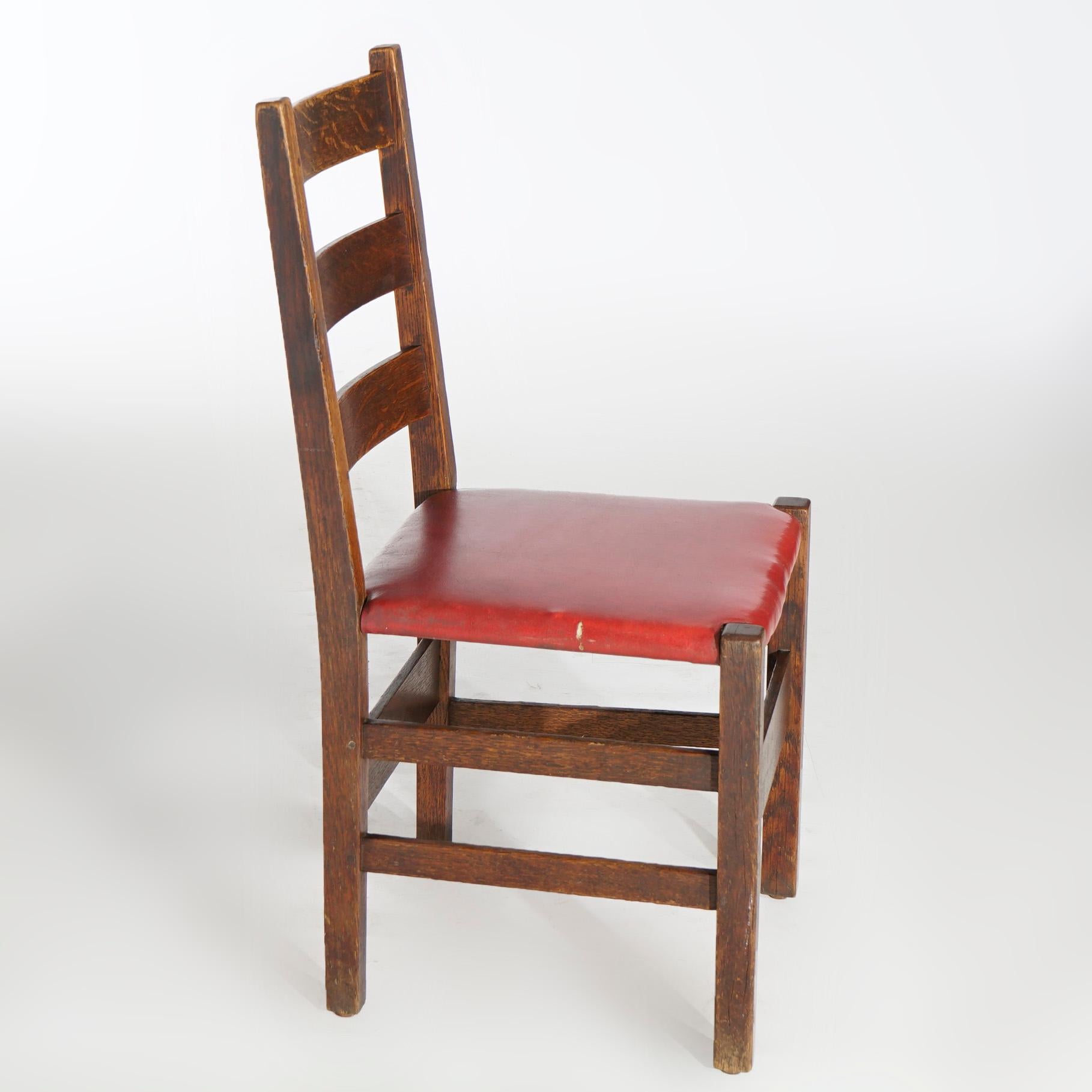 Six Antique Arts & Crafts Gustav Stickley Ladder Back Chairs Cat #208, c1910 In Good Condition In Big Flats, NY