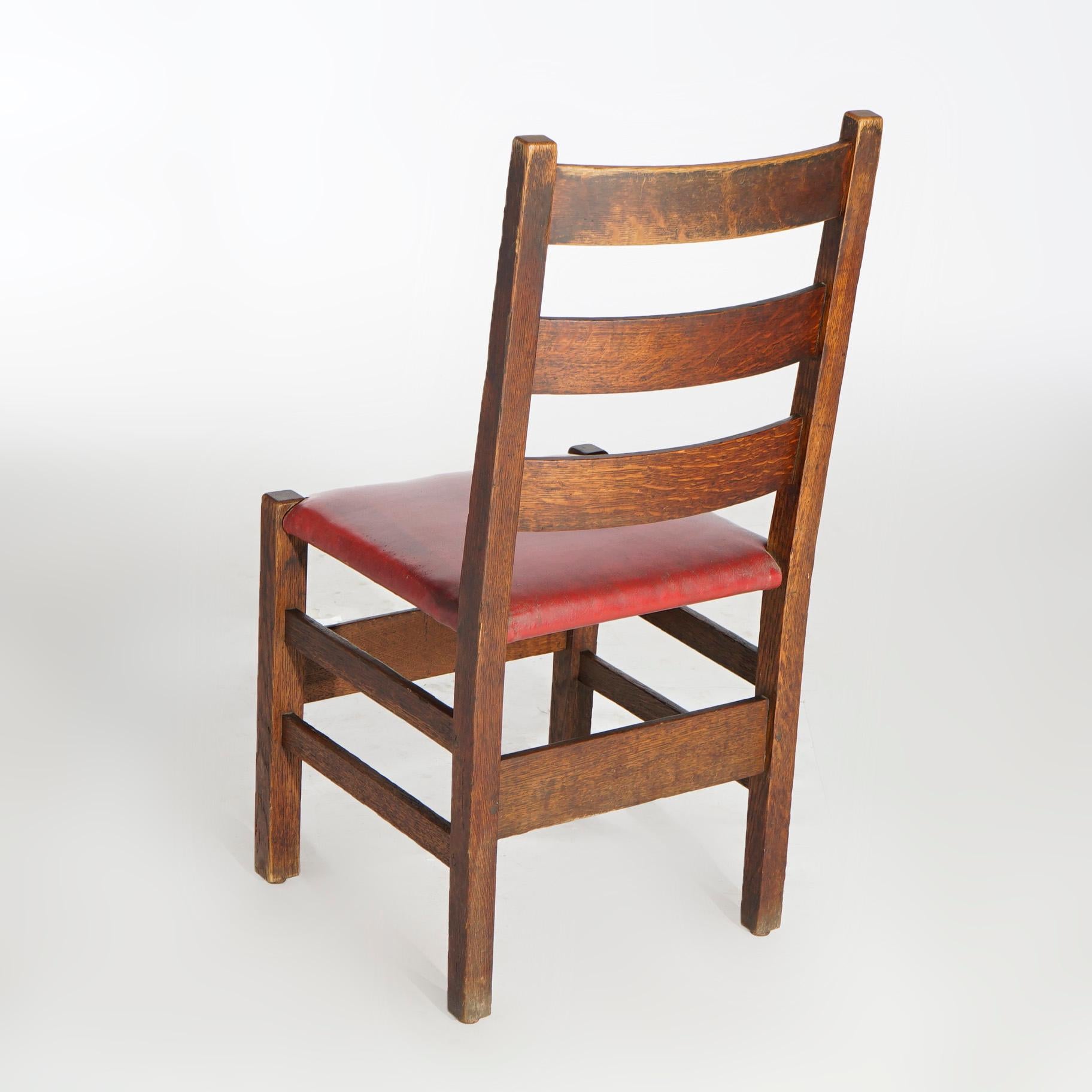 20th Century Six Antique Arts & Crafts Gustav Stickley Ladder Back Chairs Cat #208, c1910