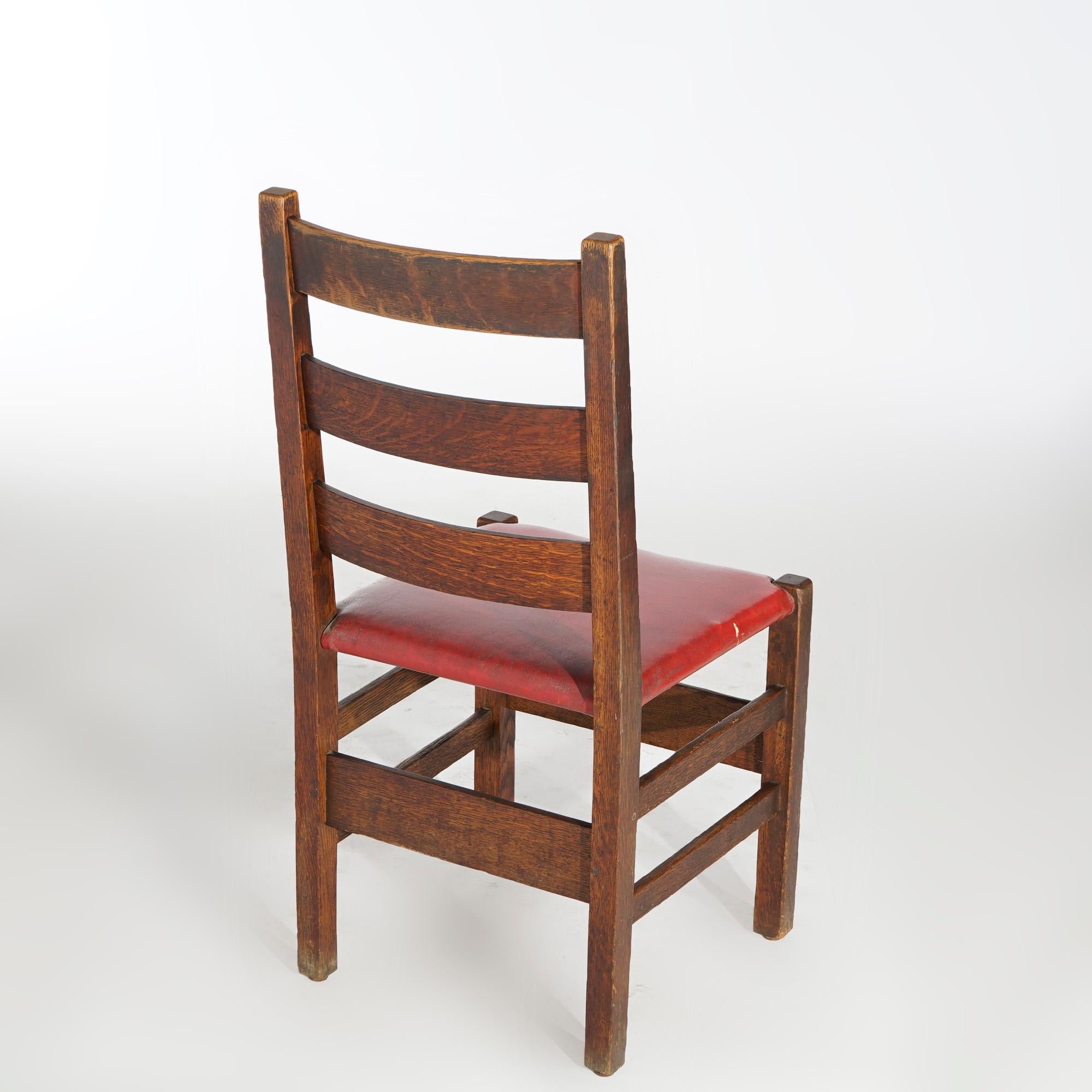 Oak Six Antique Arts & Crafts Gustav Stickley Ladder Back Chairs Cat #208, c1910