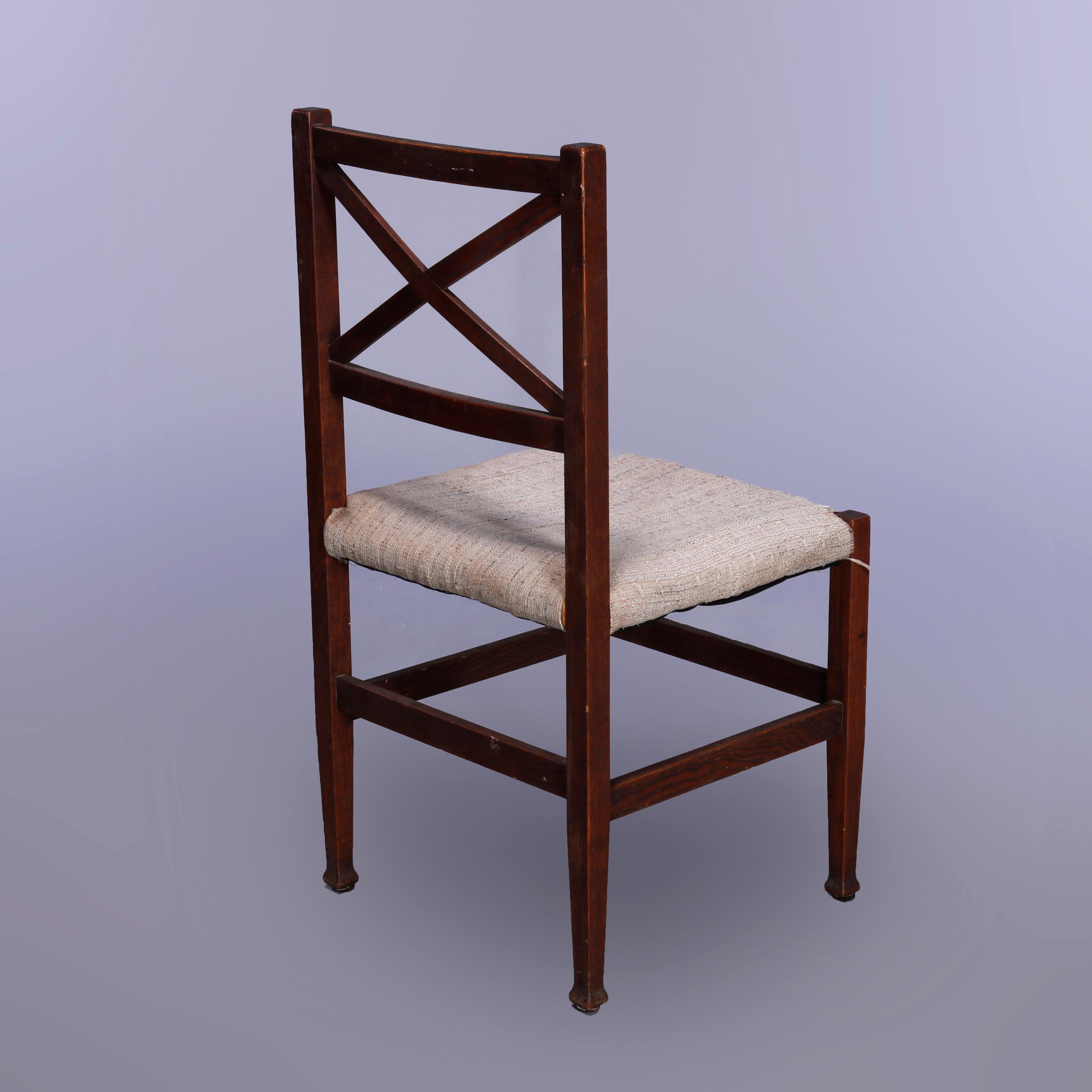 Arts and Crafts Six Antique Arts & Crafts Mission Oak Brooks School Dining Chairs, c1910