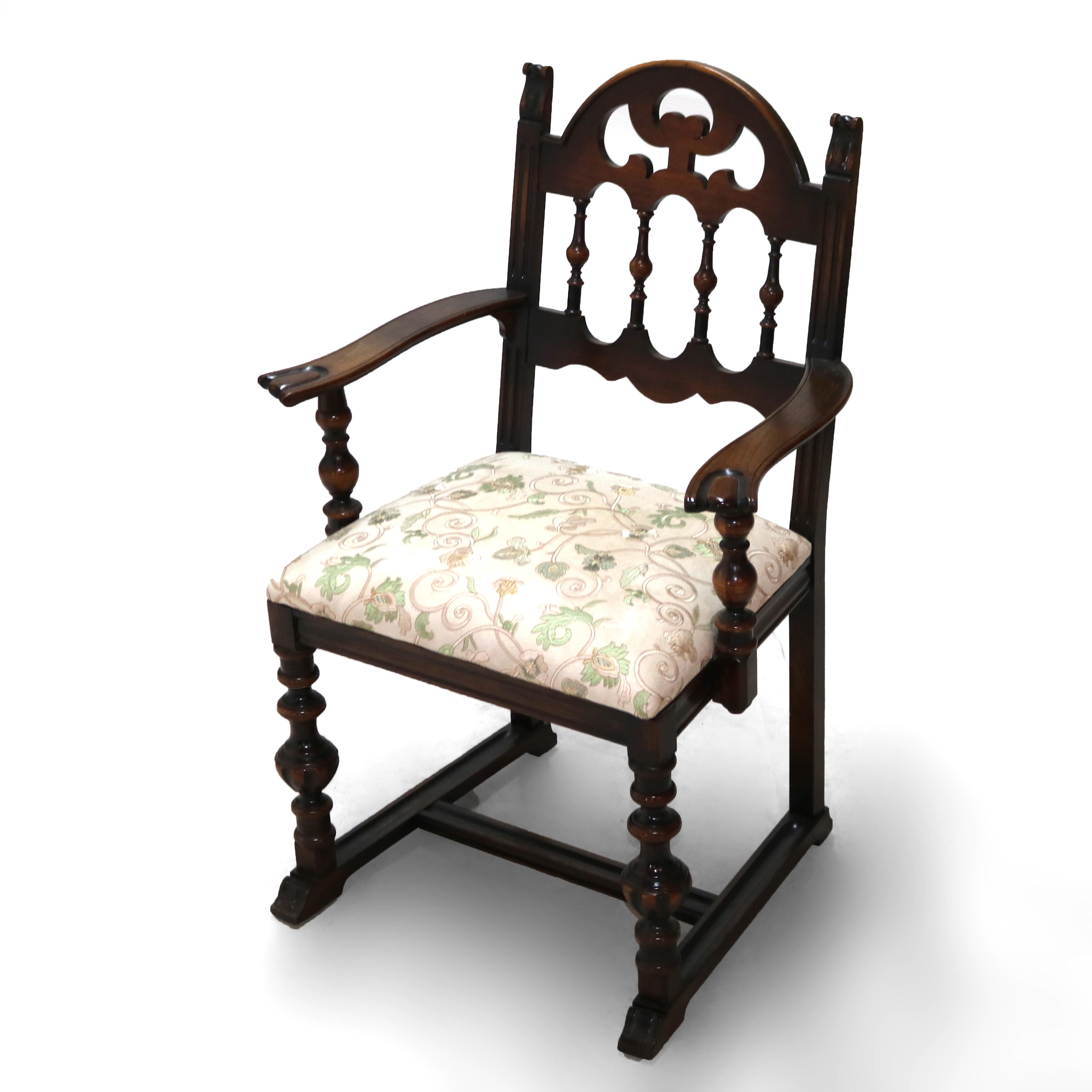 ***Reduced In-House Delivery Rates - Click on “Ask Seller” to Request a Quote***

Six Antique Carved Walnut Dining Chairs in the Manner of Berkey & Gay or Kittinger with Cutout Rails and Balustrade Legs C1930

Measures- Master: 39.5